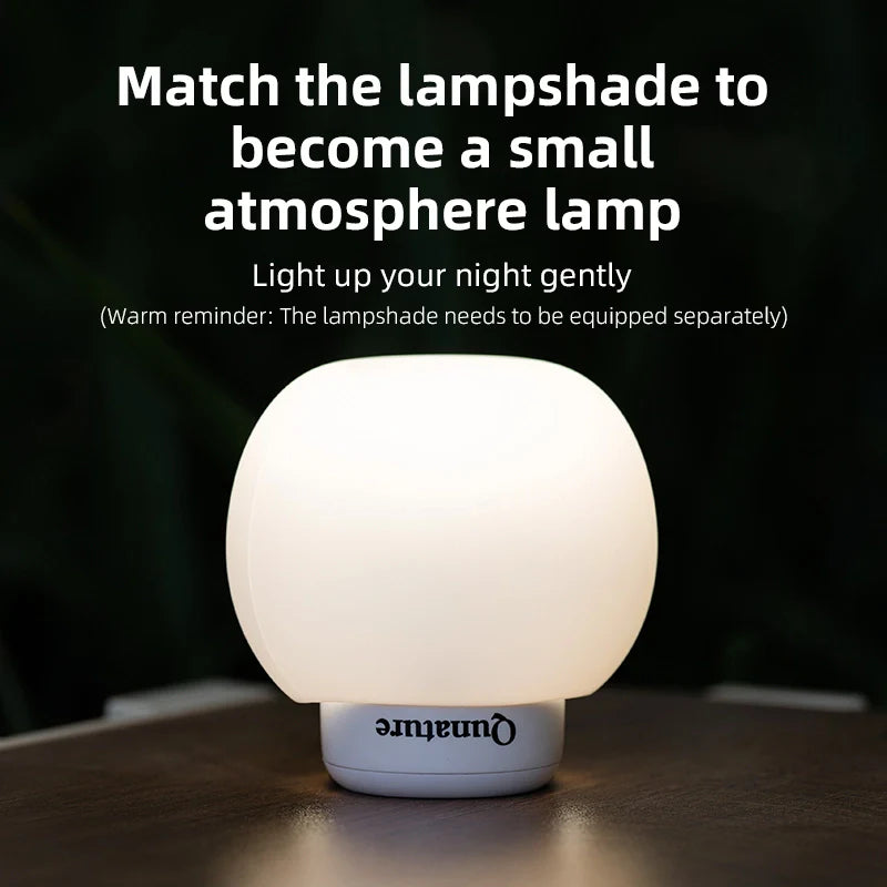Qunature Global mini air pump with 4.5KPa power, 1600mAh battery, and built-in camping light in a compact design.