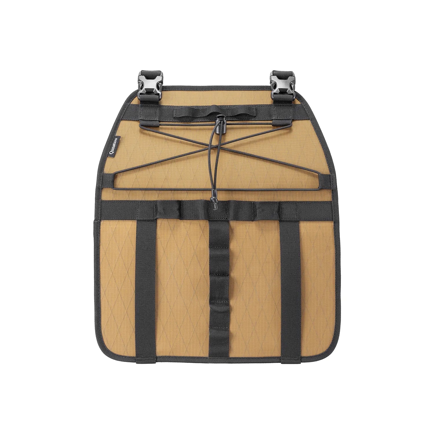 Qunature Global adjustable handlebar cradle bike bag carrier mounted on a bicycle for bikepacking adventures.