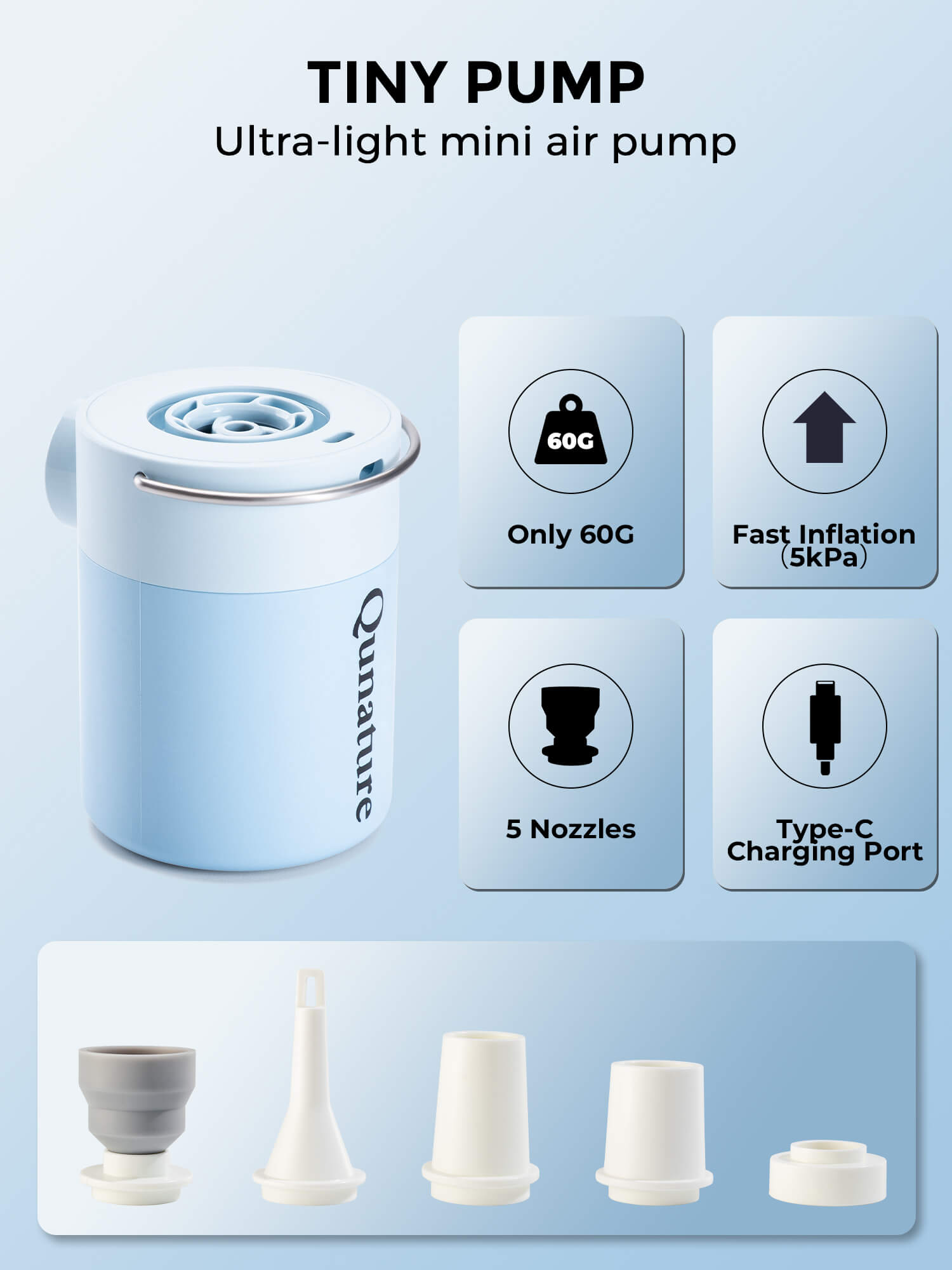 Qunature Mini Electric Air Pump for Camping & Outdoor Gear - OVERLANDERS Outfitter