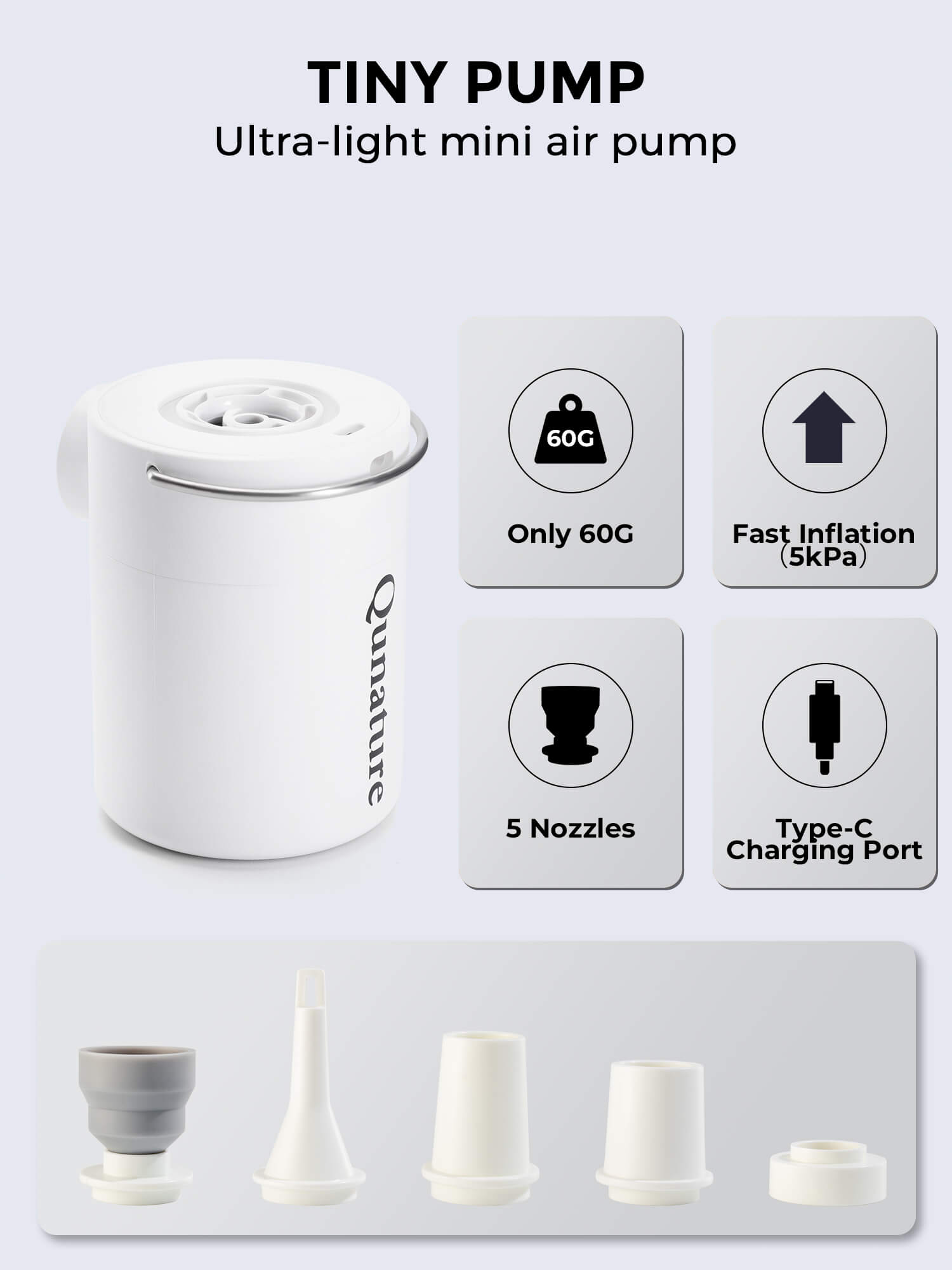 Qunature Mini Electric Air Pump for Camping & Outdoor Gear - OVERLANDERS Outfitter