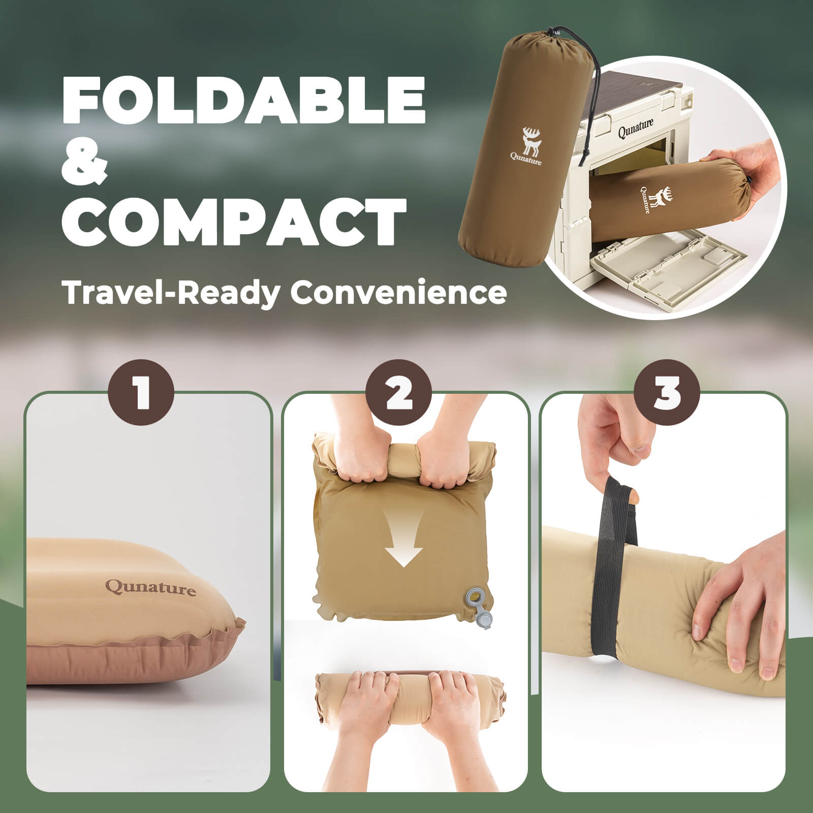 Qunature Self-Inflating Cheese Foam Camping Pillow - OVERLANDERS Outfitter