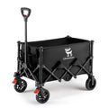 Qunature Global 220lbs foldable utility wagon with 360° swivel wheels, showcasing a collapsible design and sturdy construction.