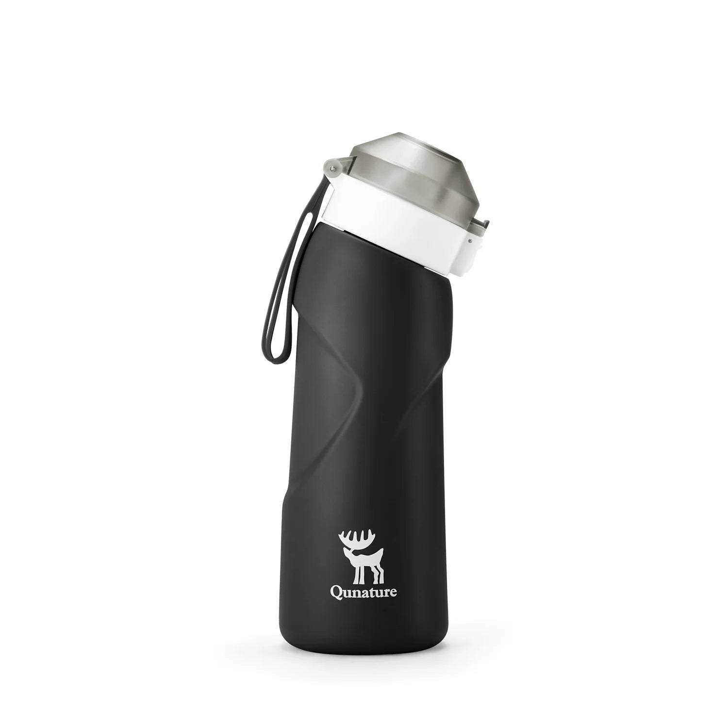 Qunature Global collapsible soft water bottle with angled spout, showcasing flexible design and convenient portability.