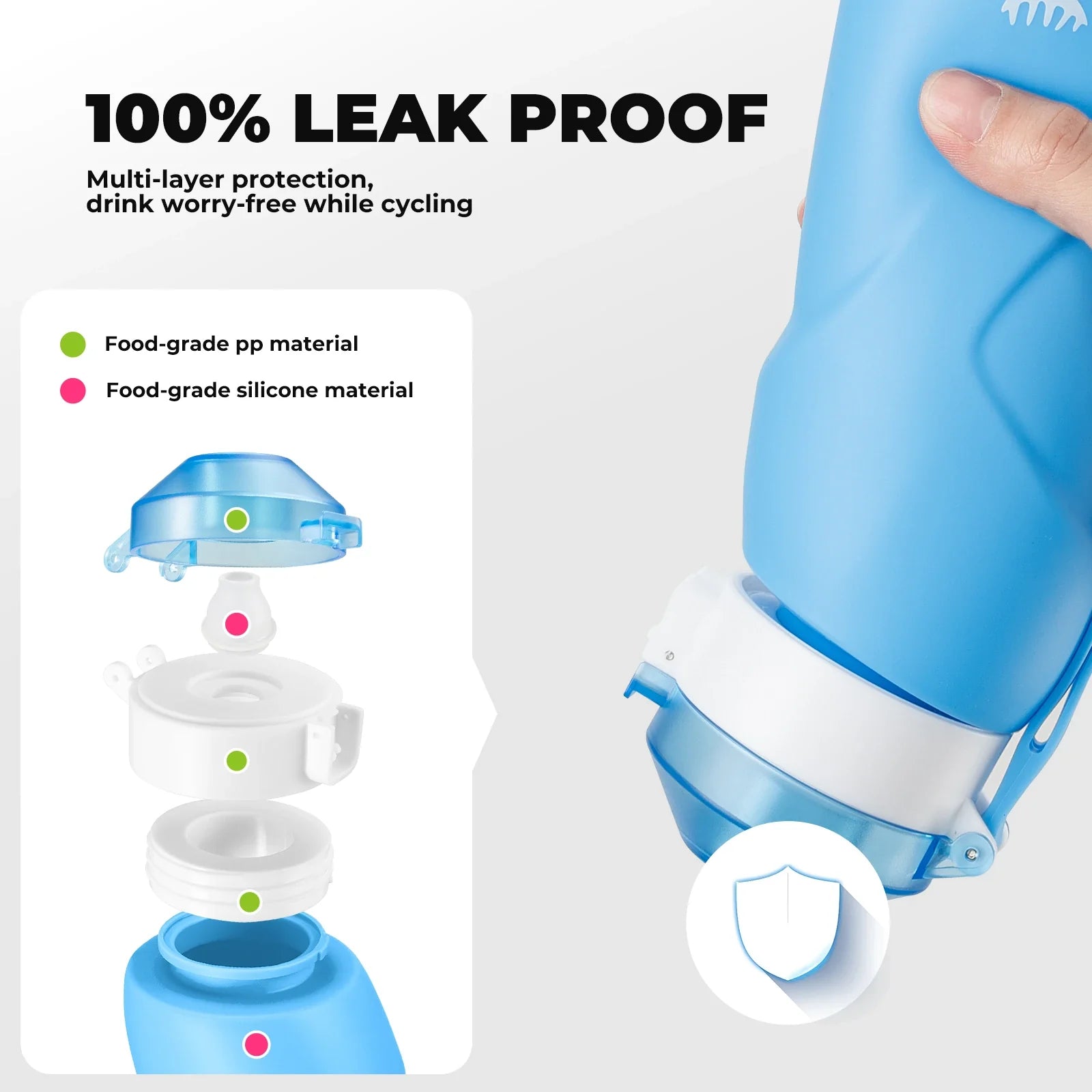 Qunature Global collapsible soft water bottle with an angled spout, designed for easy hydration and portability.