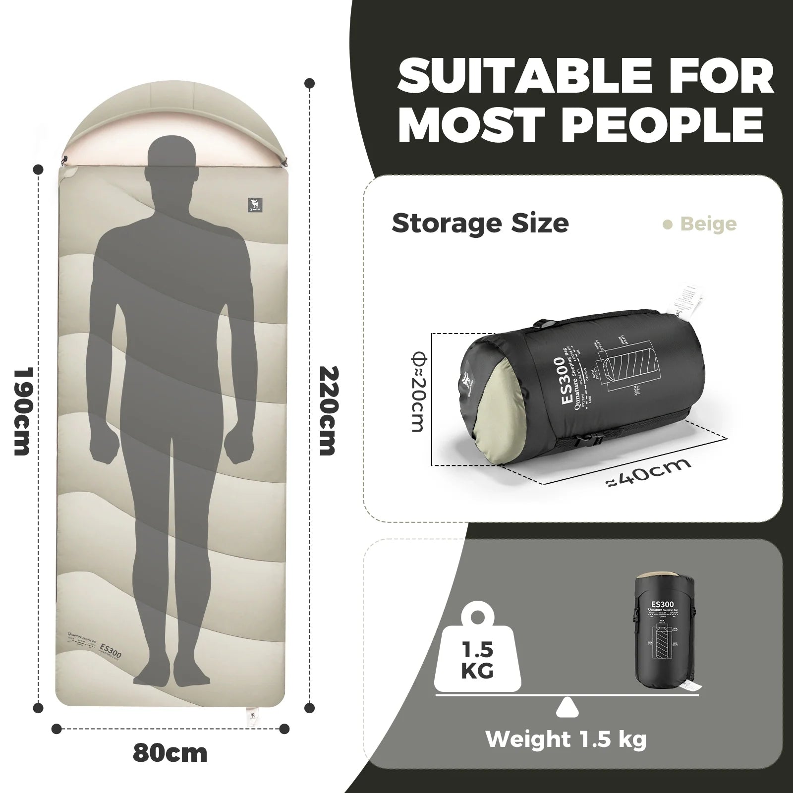Cotton envelope sleeping bag by Qunature Global in a portable design, ideal for outdoor camping and backpacking.