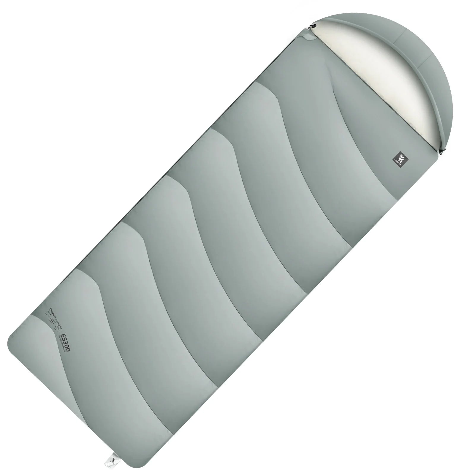 Qunature Global cotton envelope sleeping bag, ideal for outdoor camping, shown with compression sack for portability.