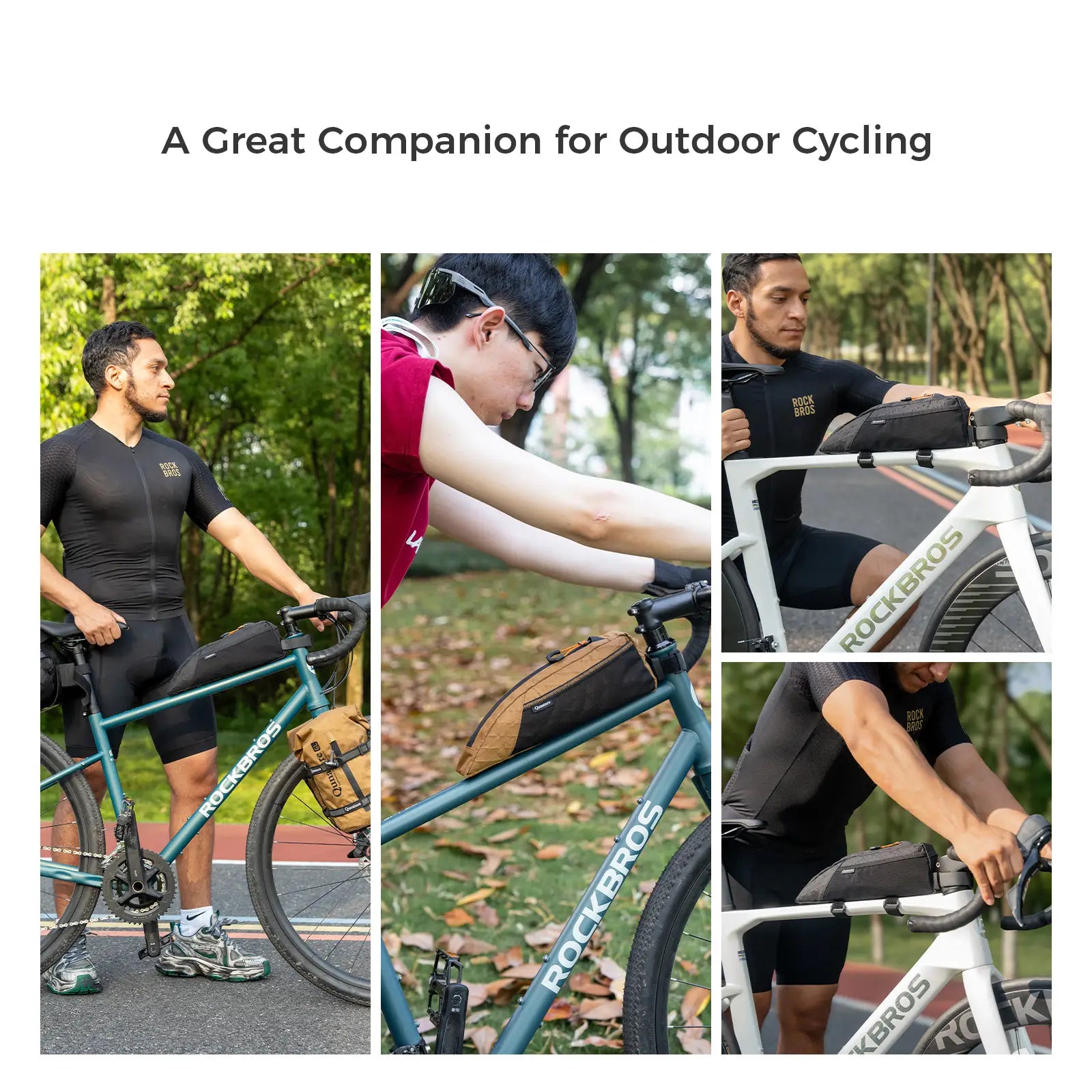 Qunature Global water-repellent bike top tube bag, 1L/1.75L capacity, designed for bikepacking and bike storage.
