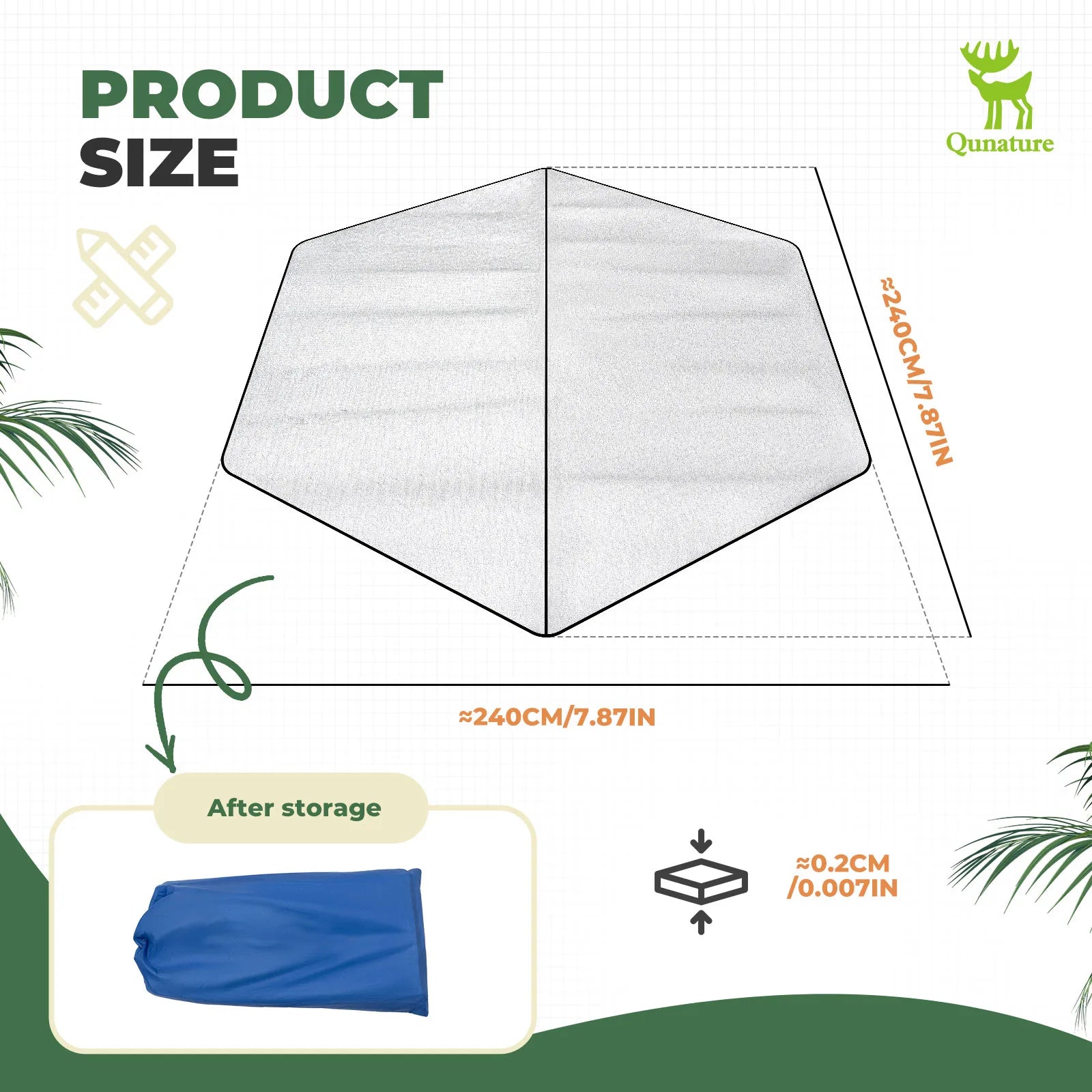 Double-sided aluminum picnic tent ground mat from Qunature Global, waterproof camping pad ideal for outdoor picnics and camping.