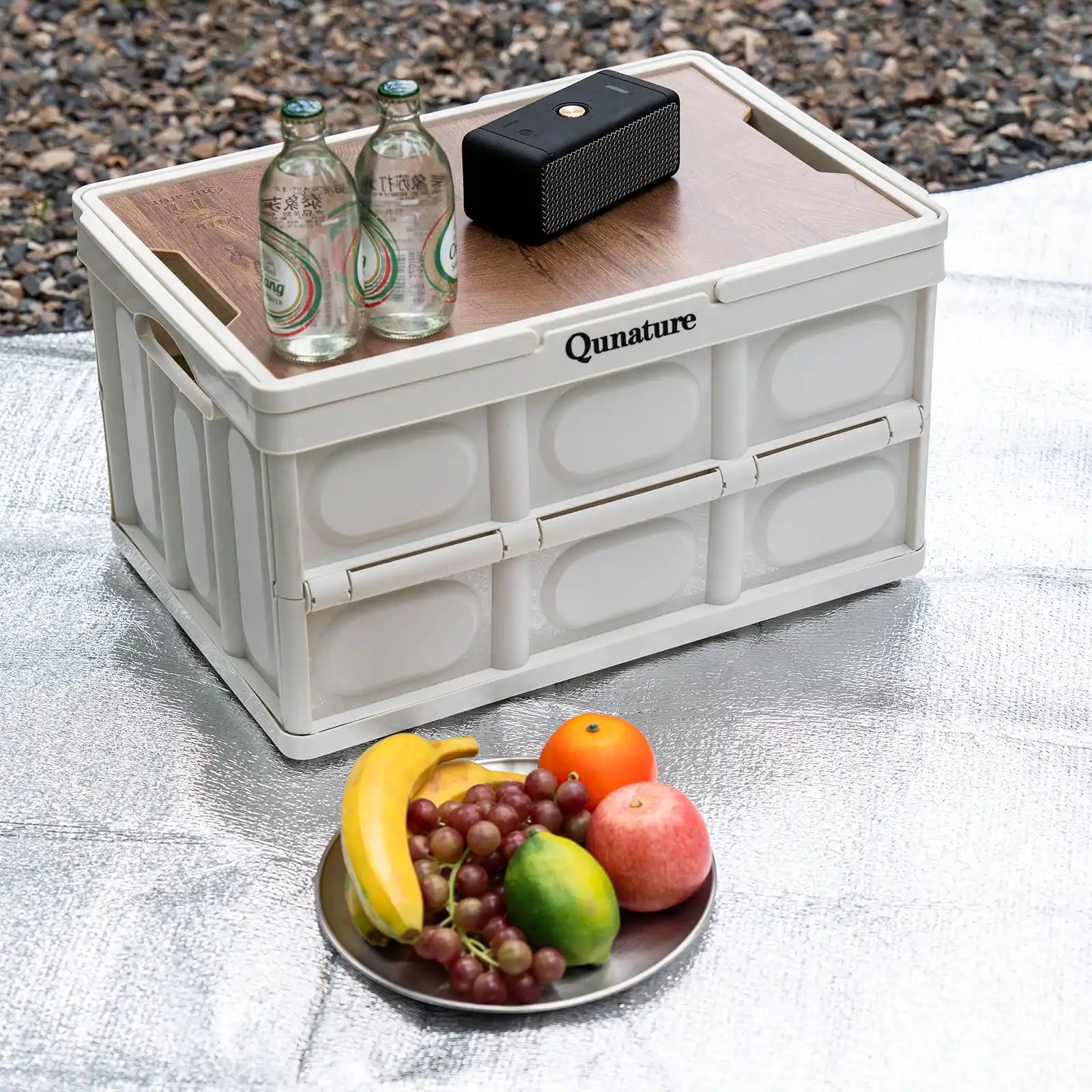 Double-sided aluminum picnic tent ground mat by Qunature Global, waterproof camping pad for outdoor picnics and camping.