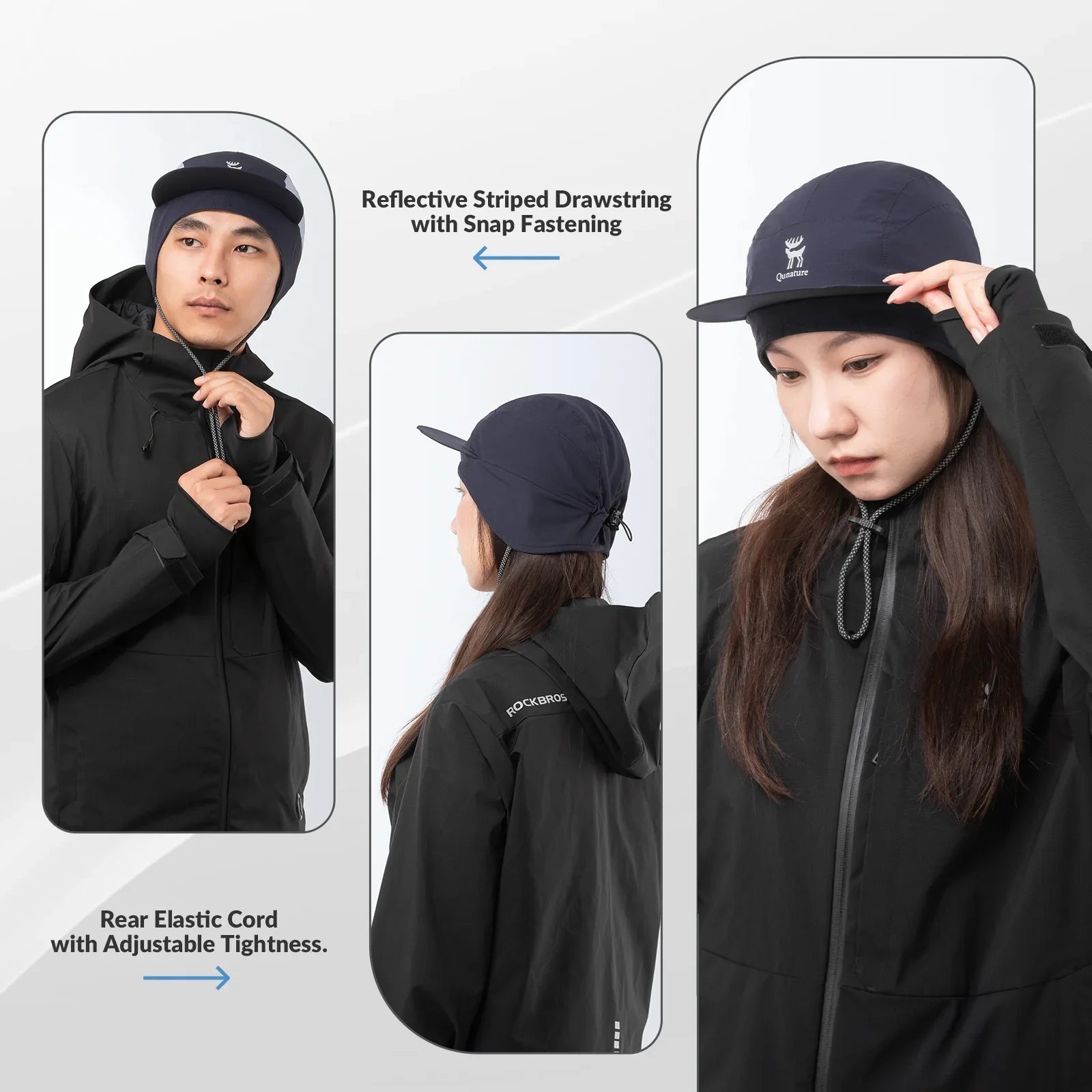Qunature Global fleece baseball cap with ear flaps, winter warm hat for windproof running, cycling, and hiking.
