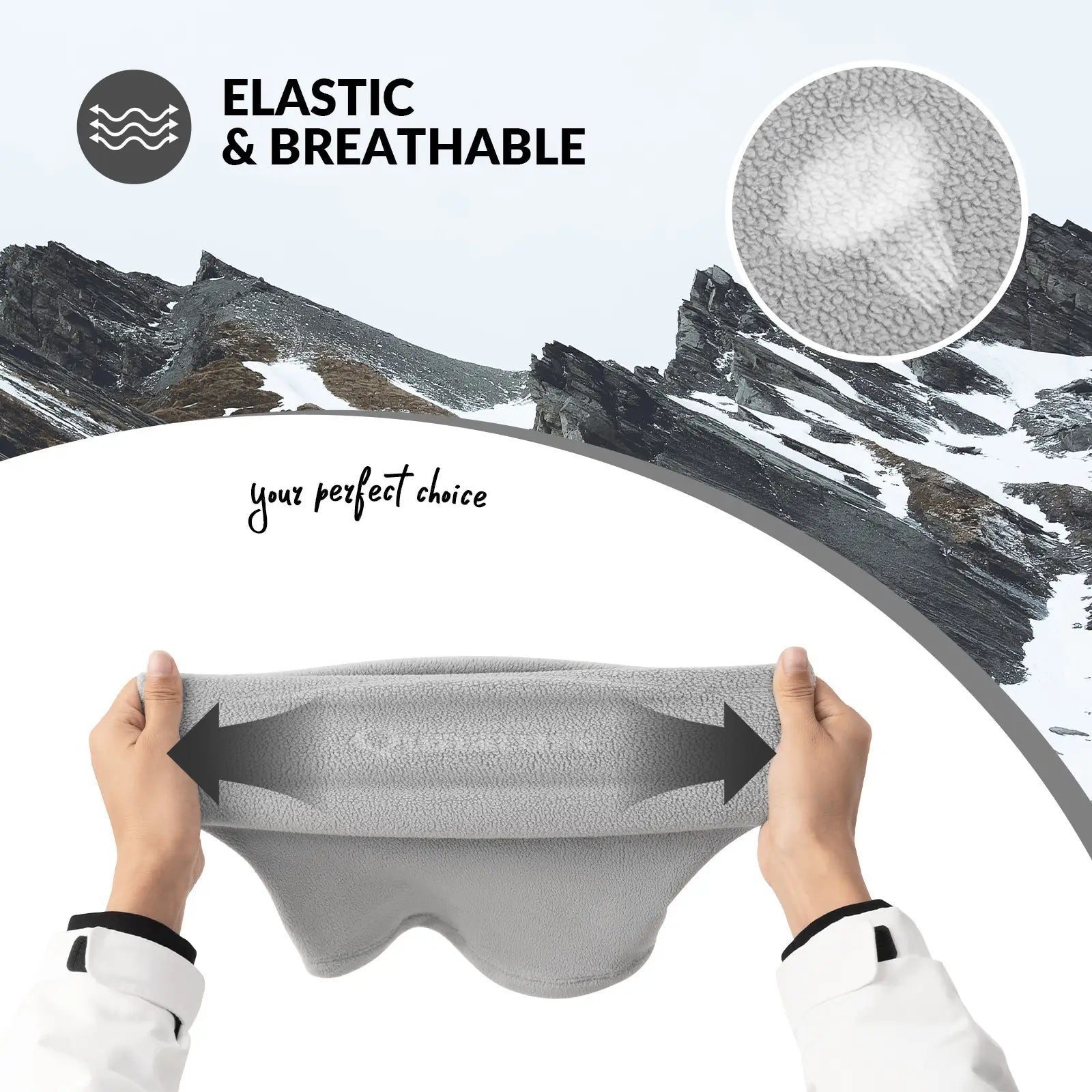Qunature Global double-sided fleece face and neck warmer head cover for warmth and comfort, showing the soft fleece material.