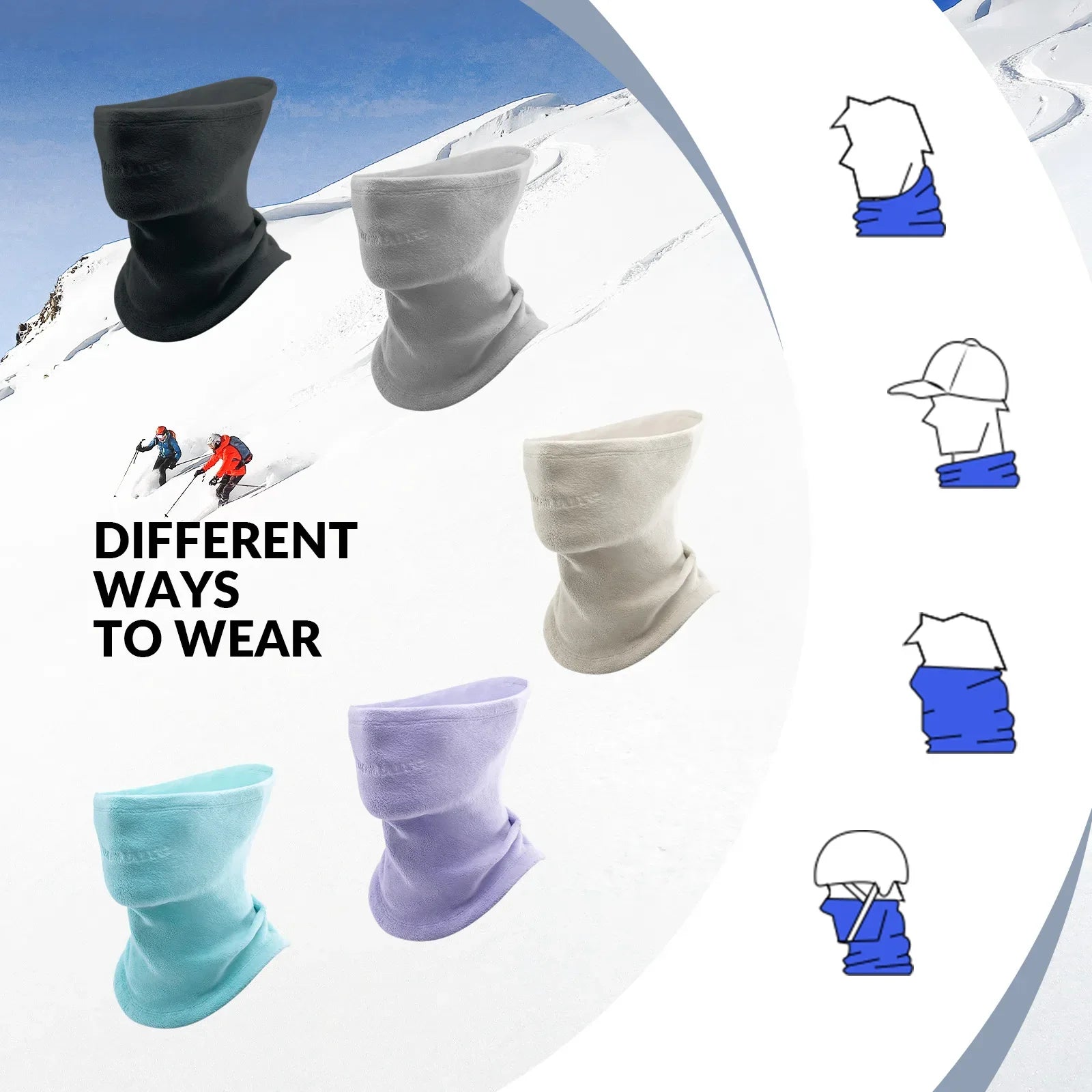 Qunature Global double-sided fleece face and neck warmer head cover, soft and cozy for all-day comfort and warmth.