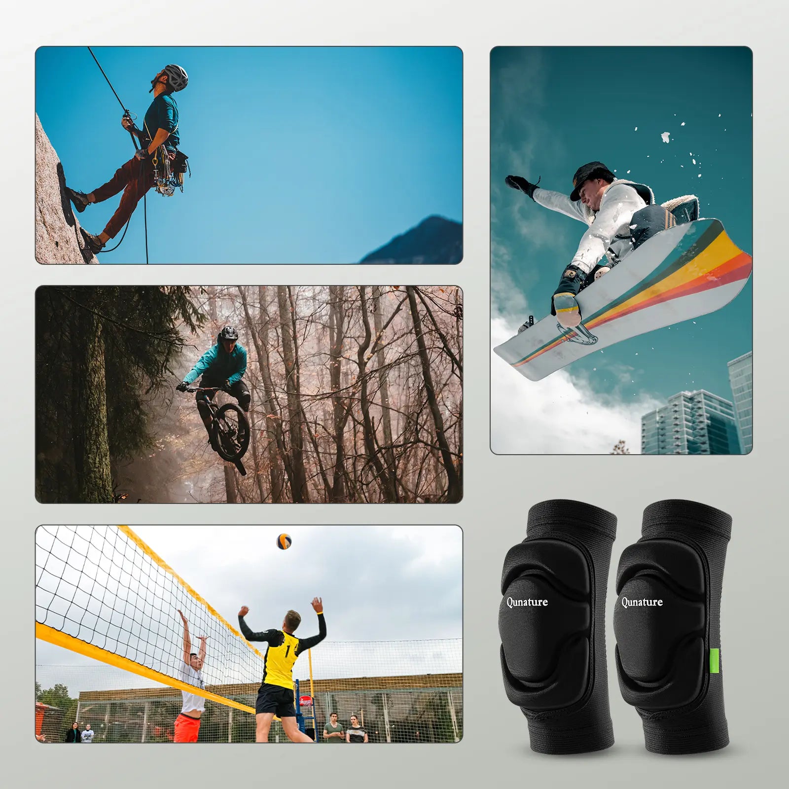Qunature Global flexible and durable impact protection elbow pads with 3D full coverage for joint safety.