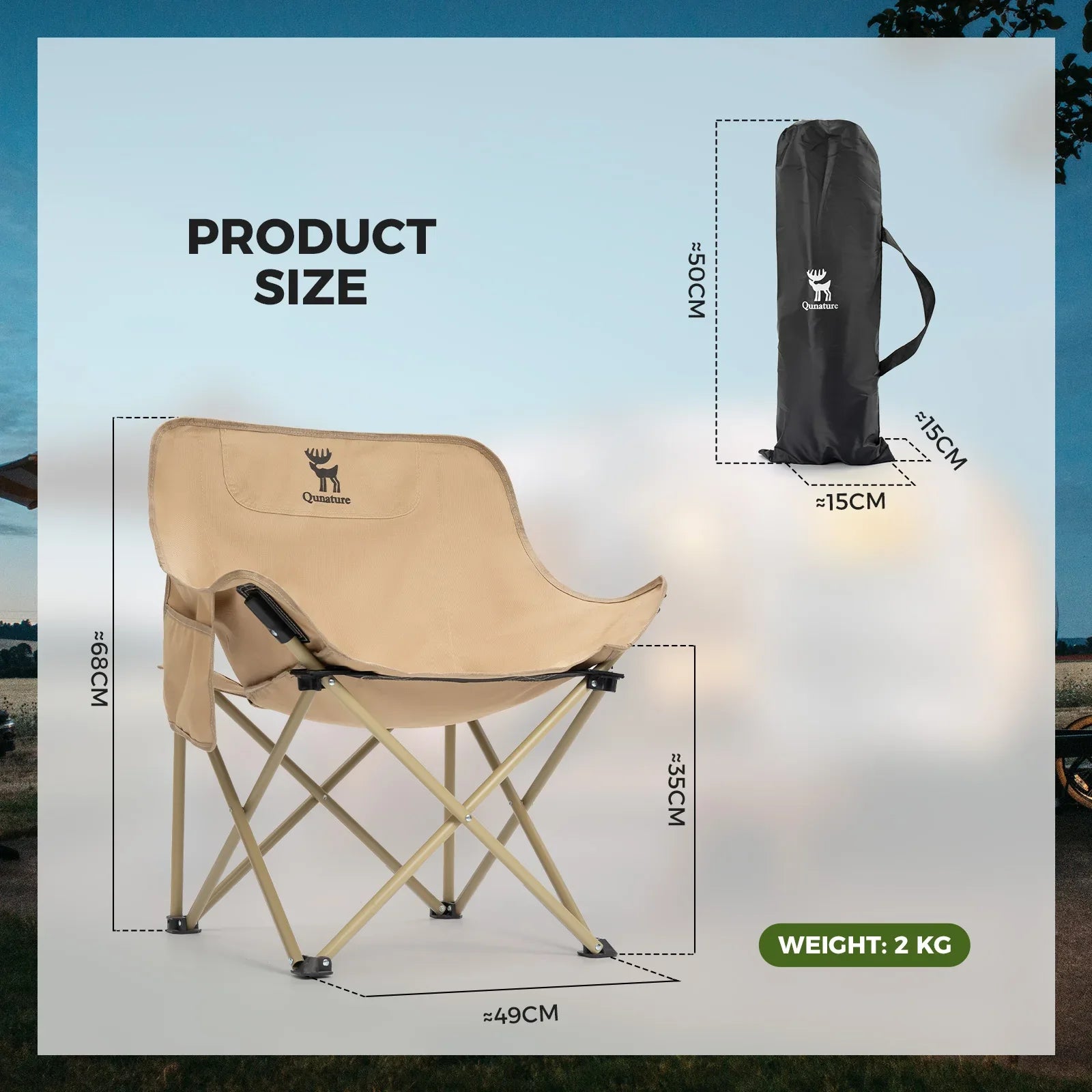 Folding Carbon Steel Camping Chair - Adult & Kids Sizes - We The Collective