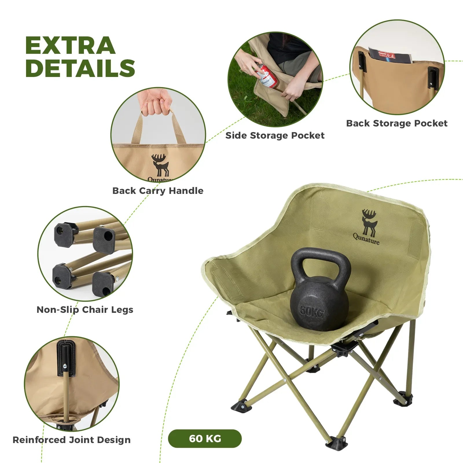 Folding Carbon Steel Camping Chair - Adult & Kids Sizes - We The Collective