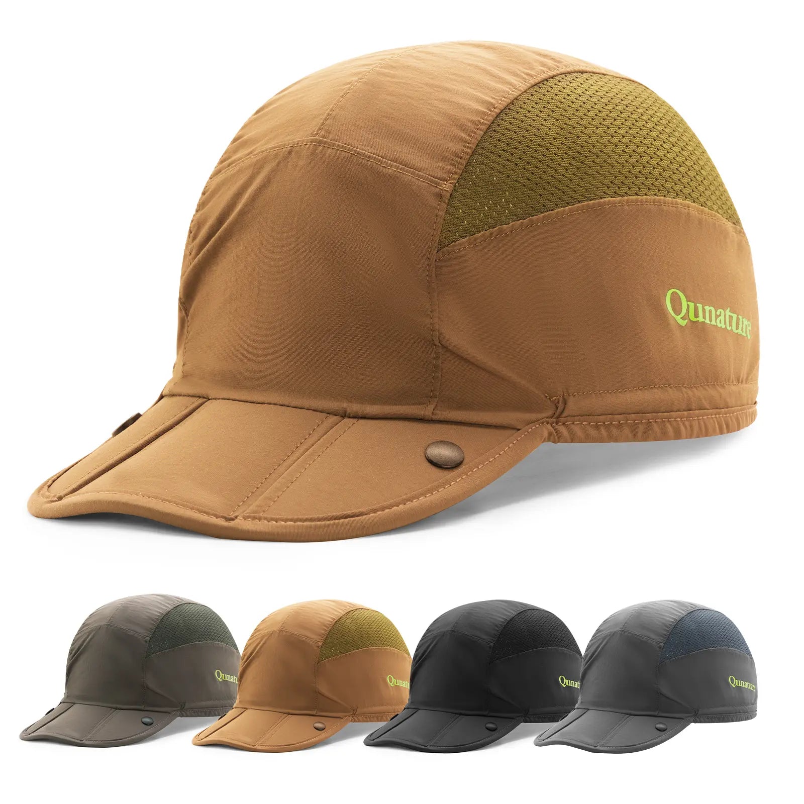 Foldable Qunature Global hiking and cycling hat with breathable helmet liner and sun visor, ideal for outdoor activities.