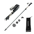 Foldable lightweight aluminum trekking pole with adjustable height and grip, designed for hiking by Qunature Global.