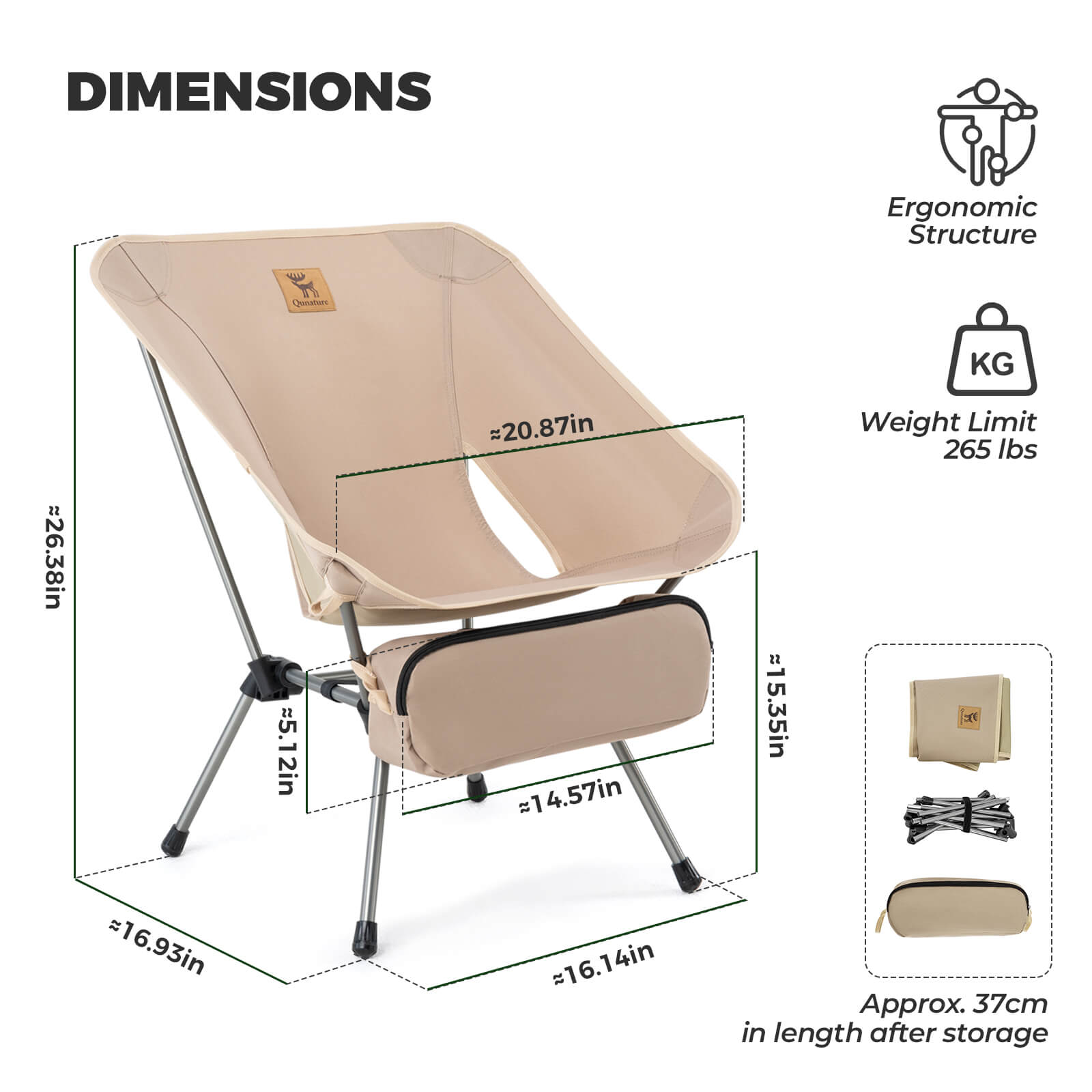 Qunature Lightweight Folding Camp Chair with Storage Bag - OVERLANDERS Outfitter