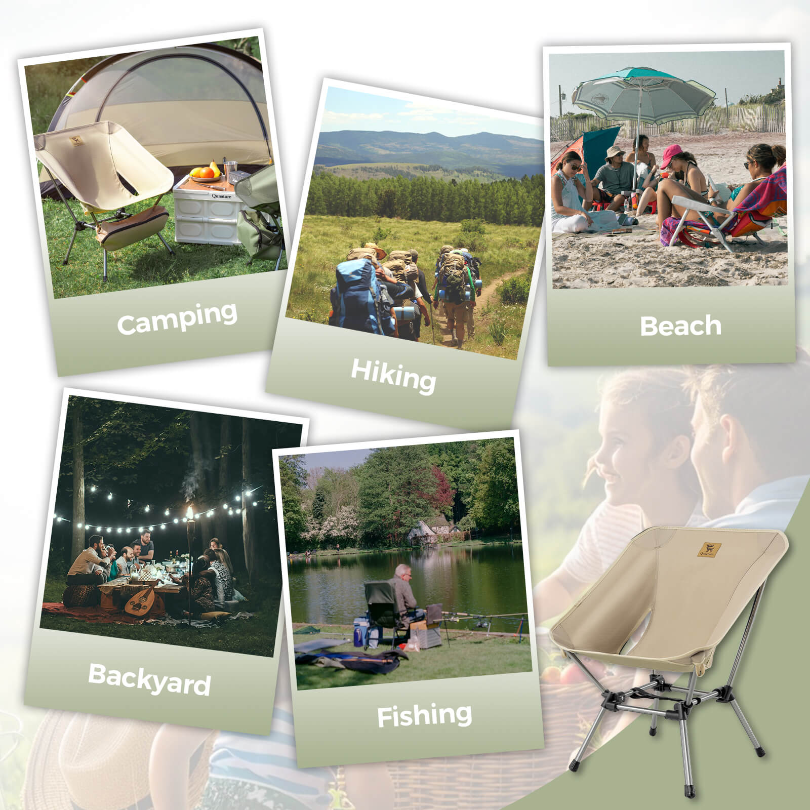 Qunature Lightweight Folding Camp Chair with Storage Bag - OVERLANDERS Outfitter
