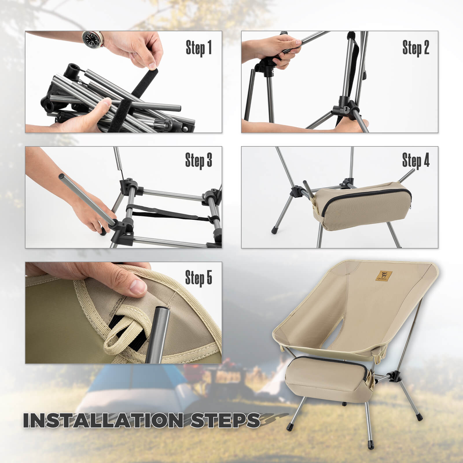 Qunature Lightweight Folding Camp Chair with Storage Bag - OVERLANDERS Outfitter