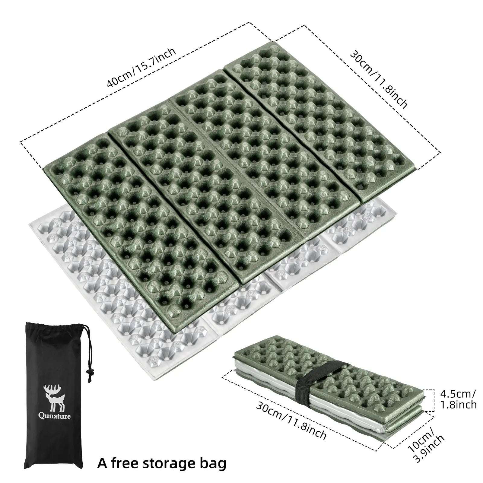 Qunature Global folding seat pad mat with foam, lightweight and portable for hiking and camping on the ground.