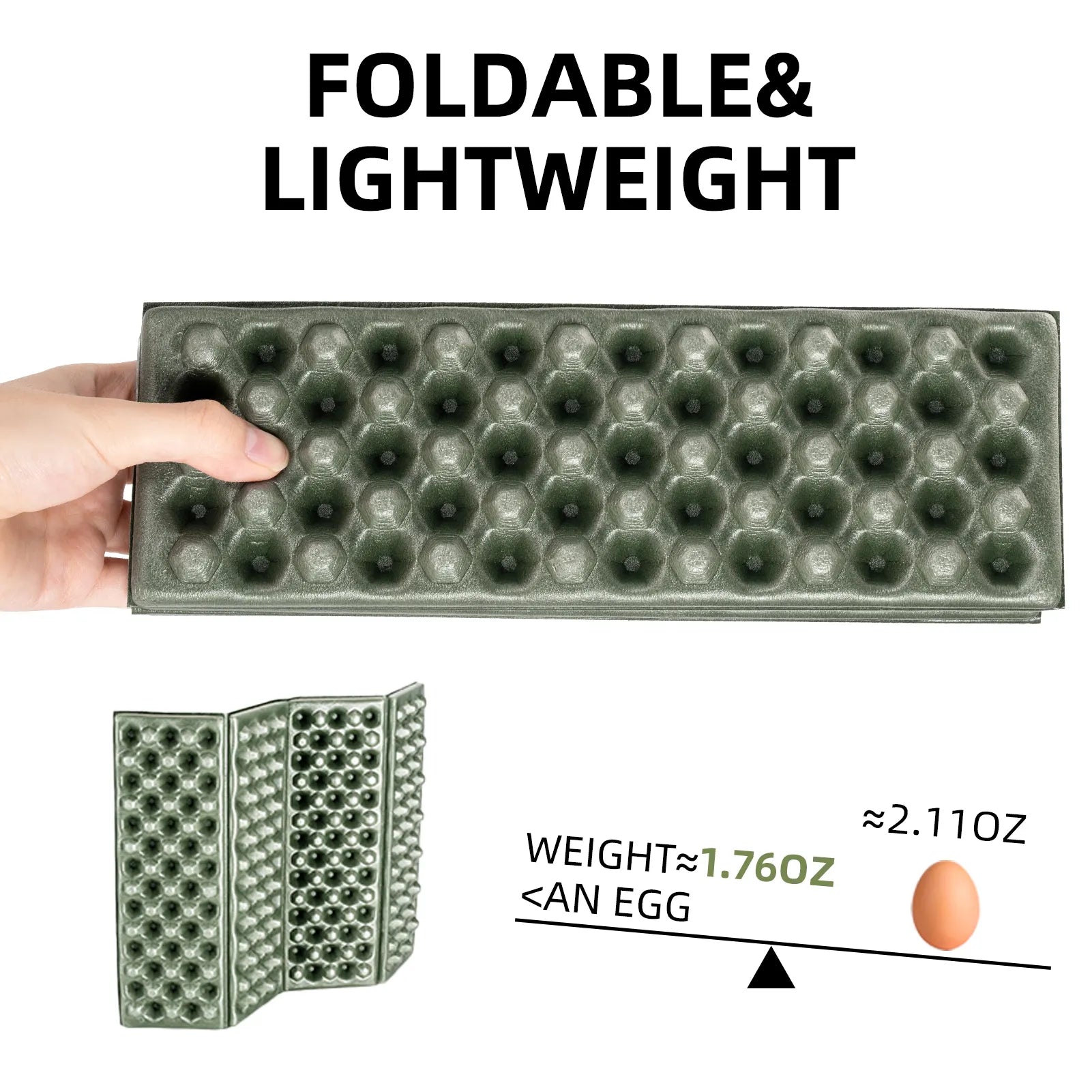Lightweight Qunature folding seat pad mat with foam, ideal for hiking and camping, showcasing its portable design.