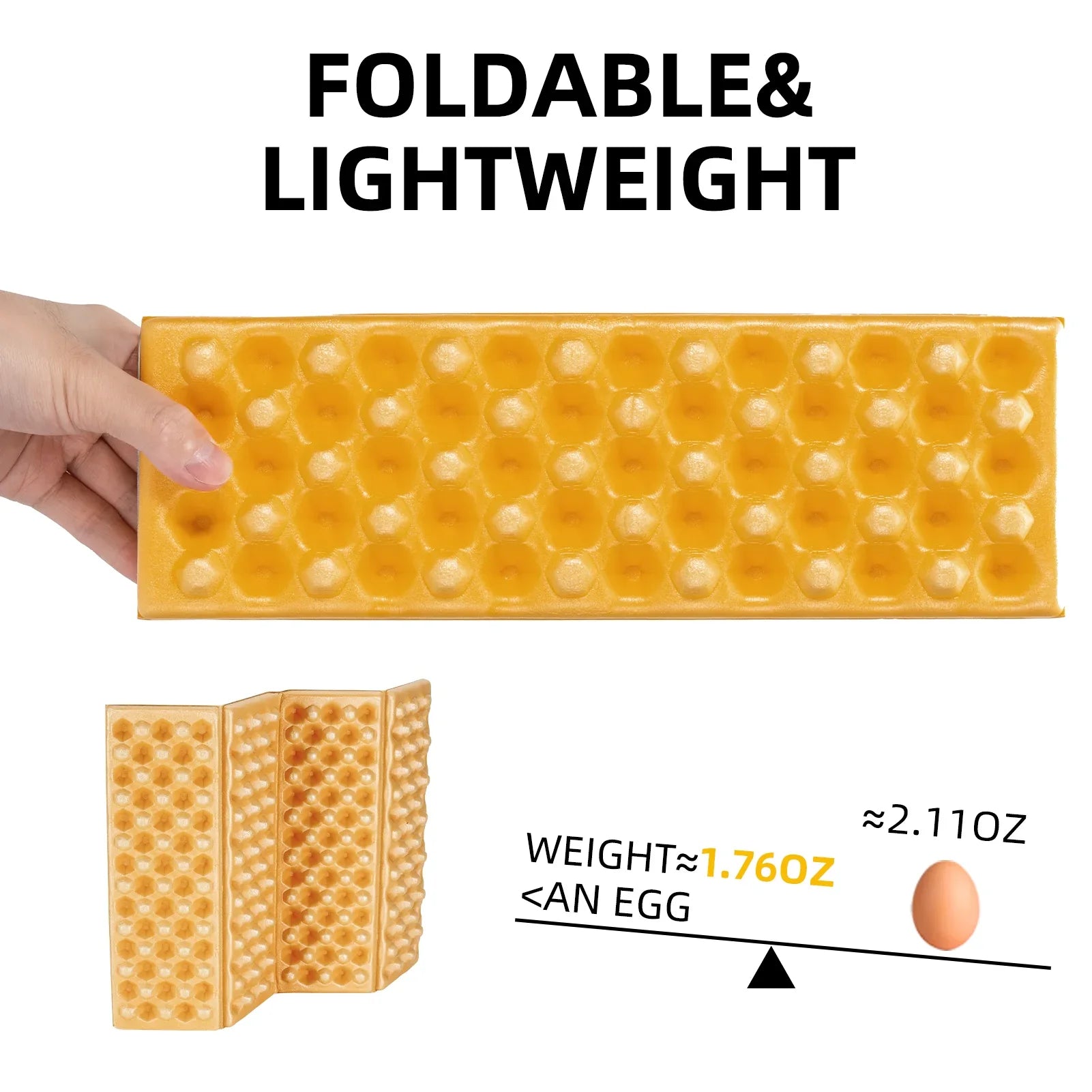 Lightweight Qunature Global folding seat pad mat with foam, ideal for hiking and camping, shown in natural outdoor setting.