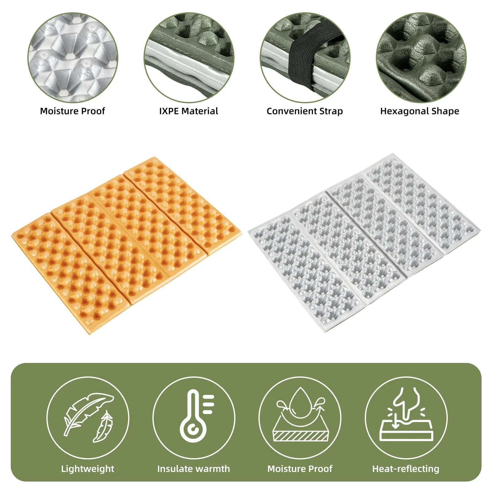 Lightweight Qunature Global folding seat pad mat with foam, ideal for hiking and camping, shown in outdoor setting.