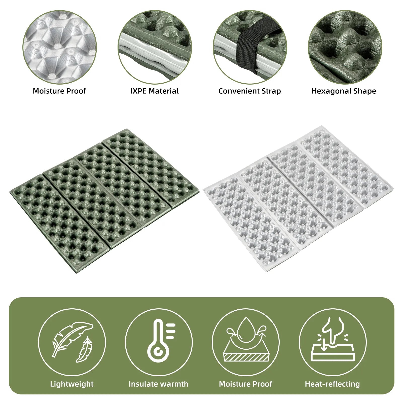 Qunature Global folding seat pad mat with foam, lightweight and portable for hiking and camping use.
