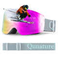 Qunature Global frameless ski goggles with anti-fog lens and UV400 protection, suitable for men and women during winter sports.