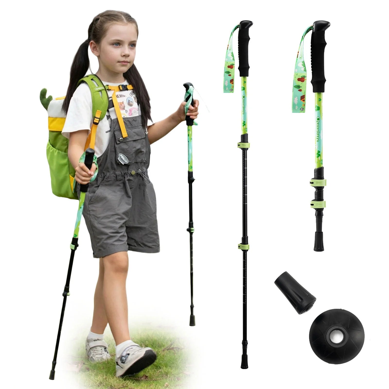 Kids aluminum trekking pole from Qunature Global with adjustable height, featuring lightweight design and ergonomic grip for outdoor hiking.