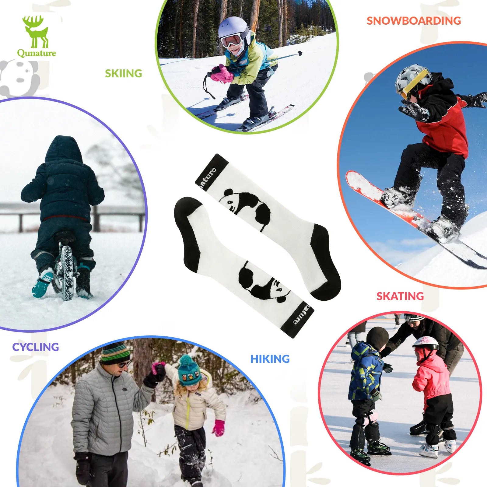Kids Panda Ski Socks with Heat Retaining for Winter Sports