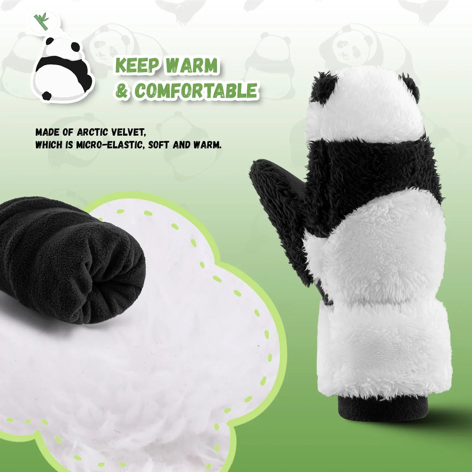 Panda Ski Gloves, Secure Grip & Warmth for Families