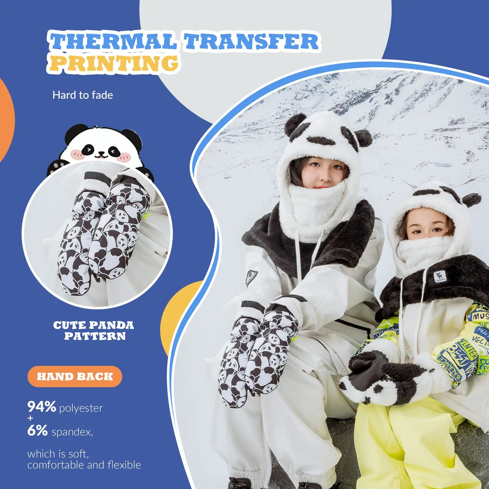 Kids waterproof, windproof insulated ski gloves by Qunature Global, designed to keep children warm and dry during winter sports.