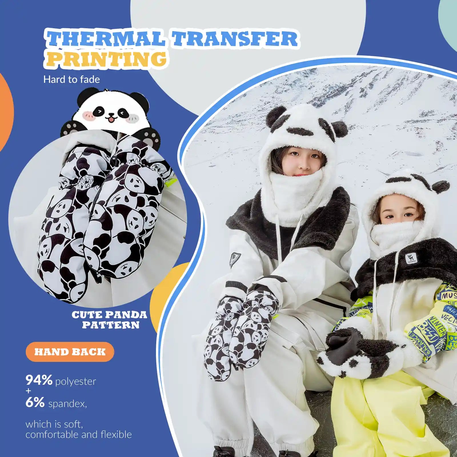 Kids waterproof, windproof insulated ski gloves by Qunature Global, designed for warmth and protection during winter sports.