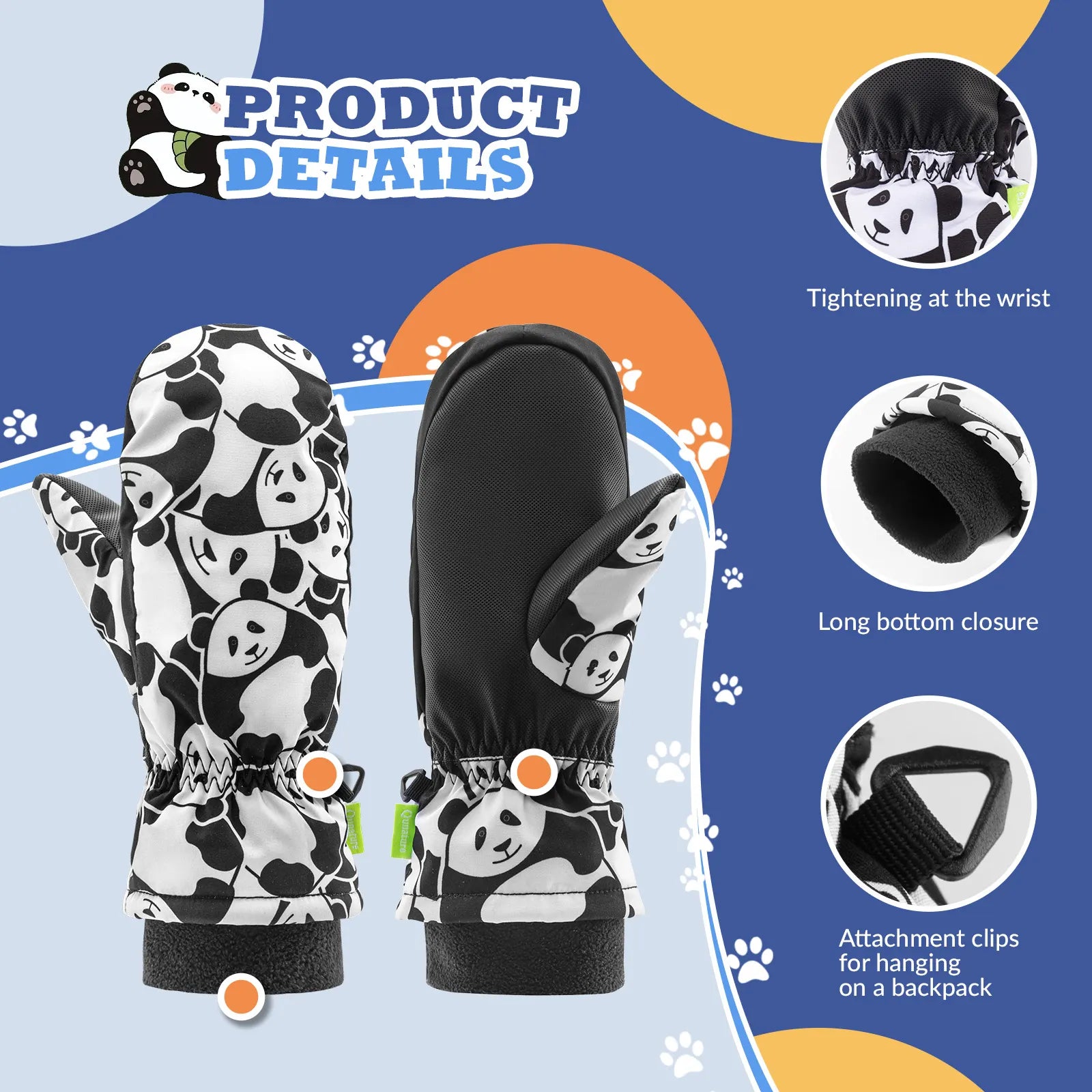 Kids waterproof, windproof insulated ski gloves by Qunature Global, designed to keep children warm and dry during winter sports.