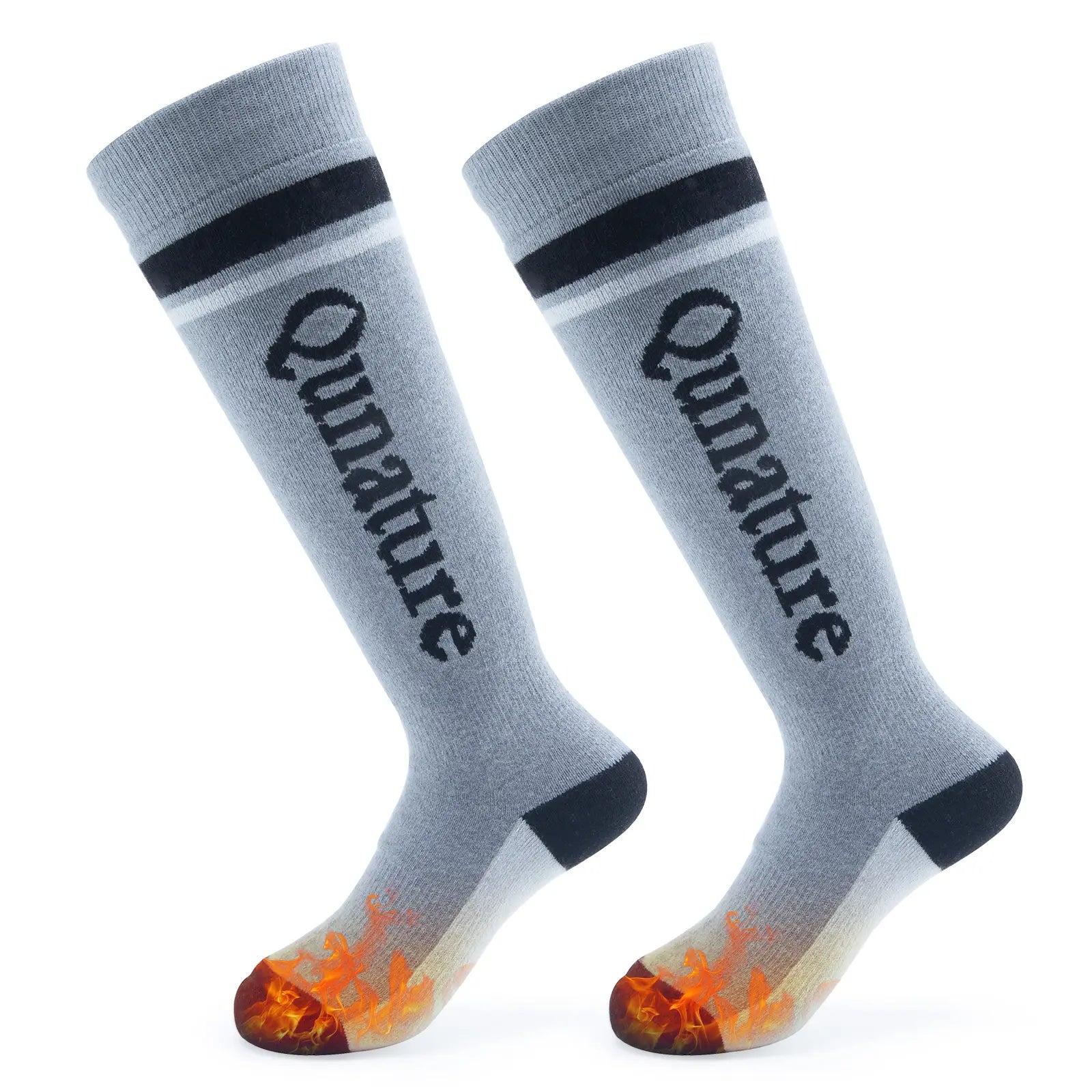 Kids wool blend ski socks by Qunature Global, knee-high winter socks designed for warmth and cold weather outdoor activities.