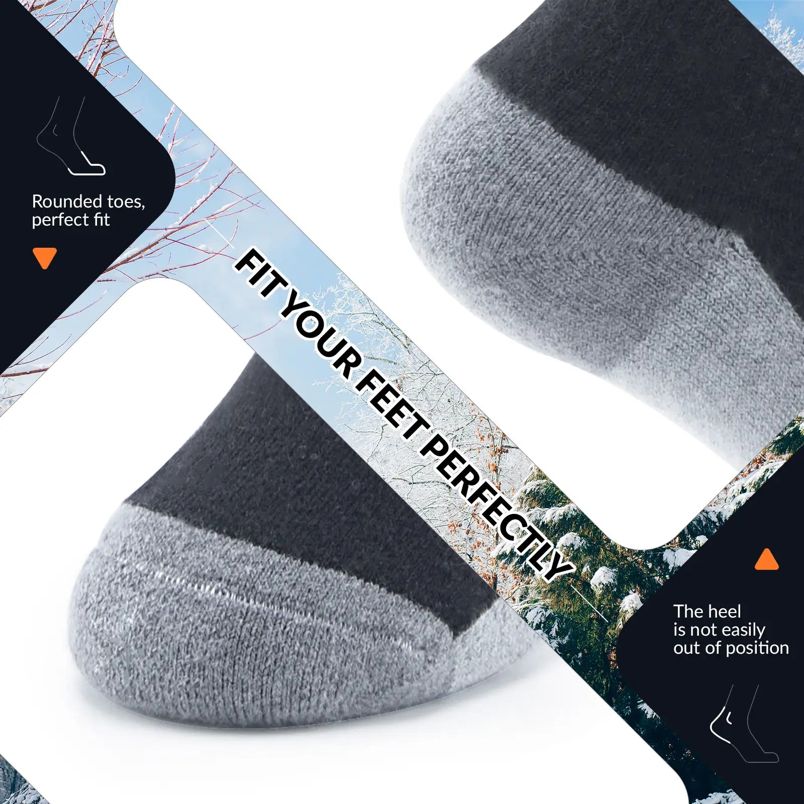 Kids wool blend ski socks by Qunature Global, knee-high warm winter socks designed for cold weather and outdoor skiing.