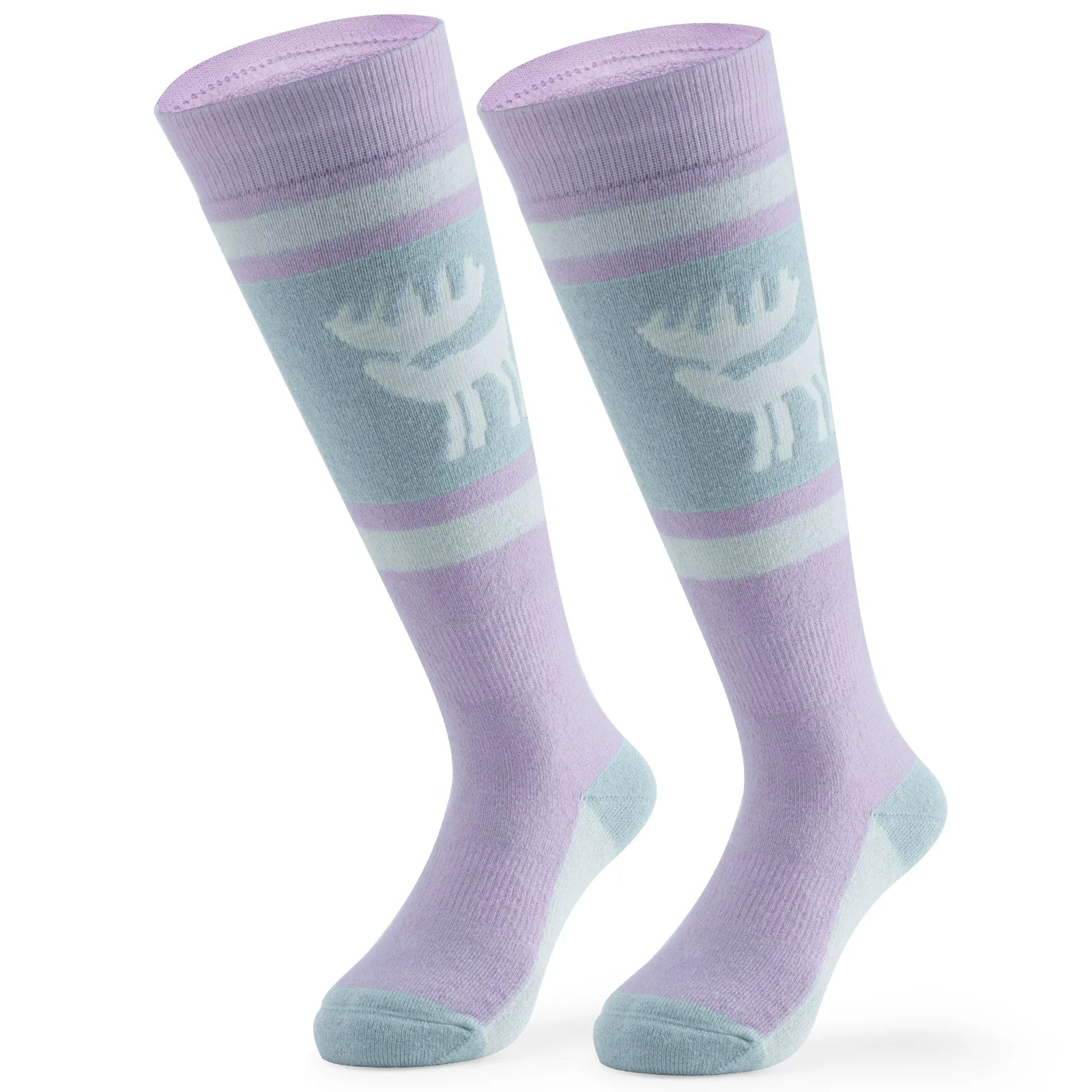 Kids ski socks by Qunature Global, knee-high wool blend thermal snowboard and skating socks for boys and girls.