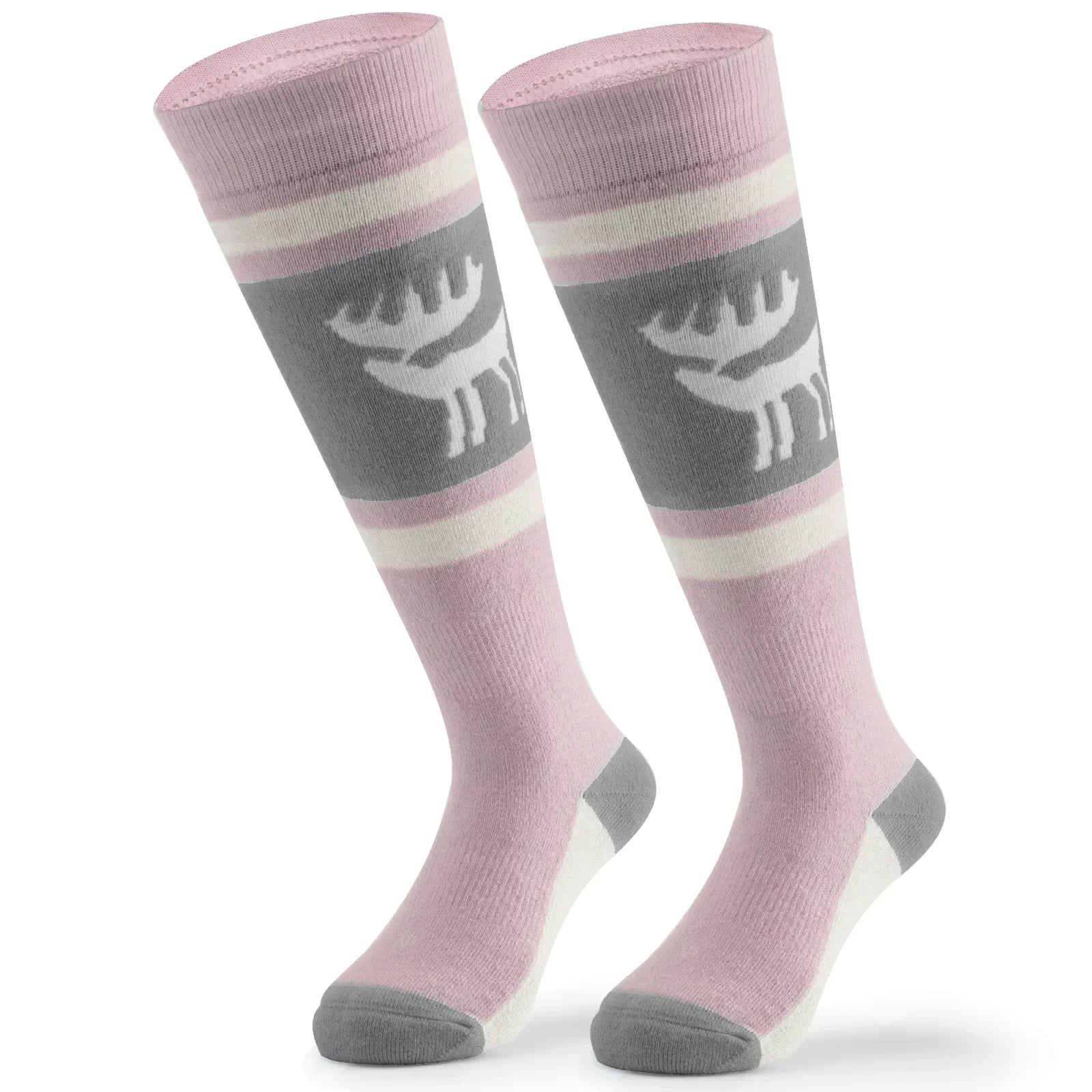 Knee-high wool blend kids ski socks by Qunature Global, warm thermal snowboarding and skating socks for boys and girls.