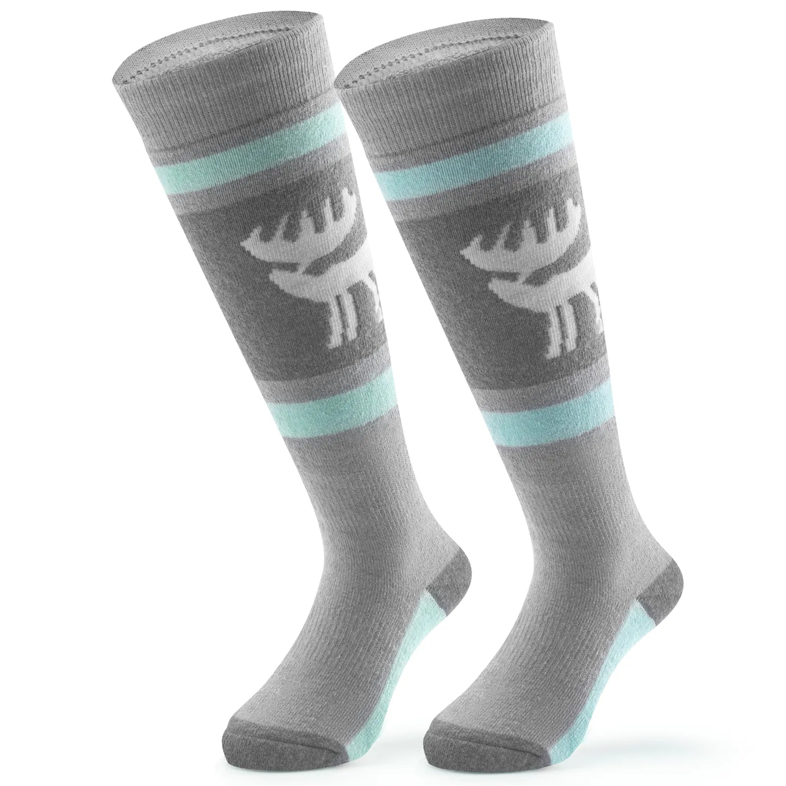 Knee-high wool blend kids ski socks from Qunature Global, warm thermal snowboarding and skating socks for boys and girls.