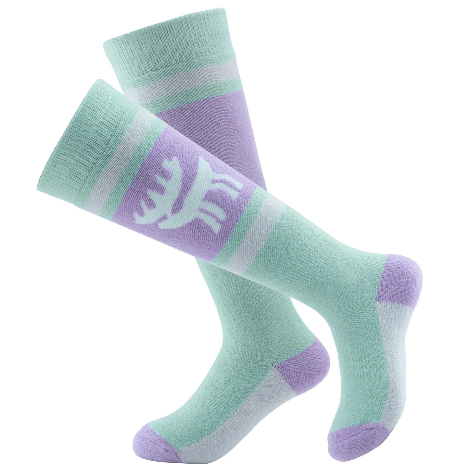 Knee-high Wool Blend Kids Ski Socks by Qunature Global, warm thermal snowboarding and skating socks for boys and girls.