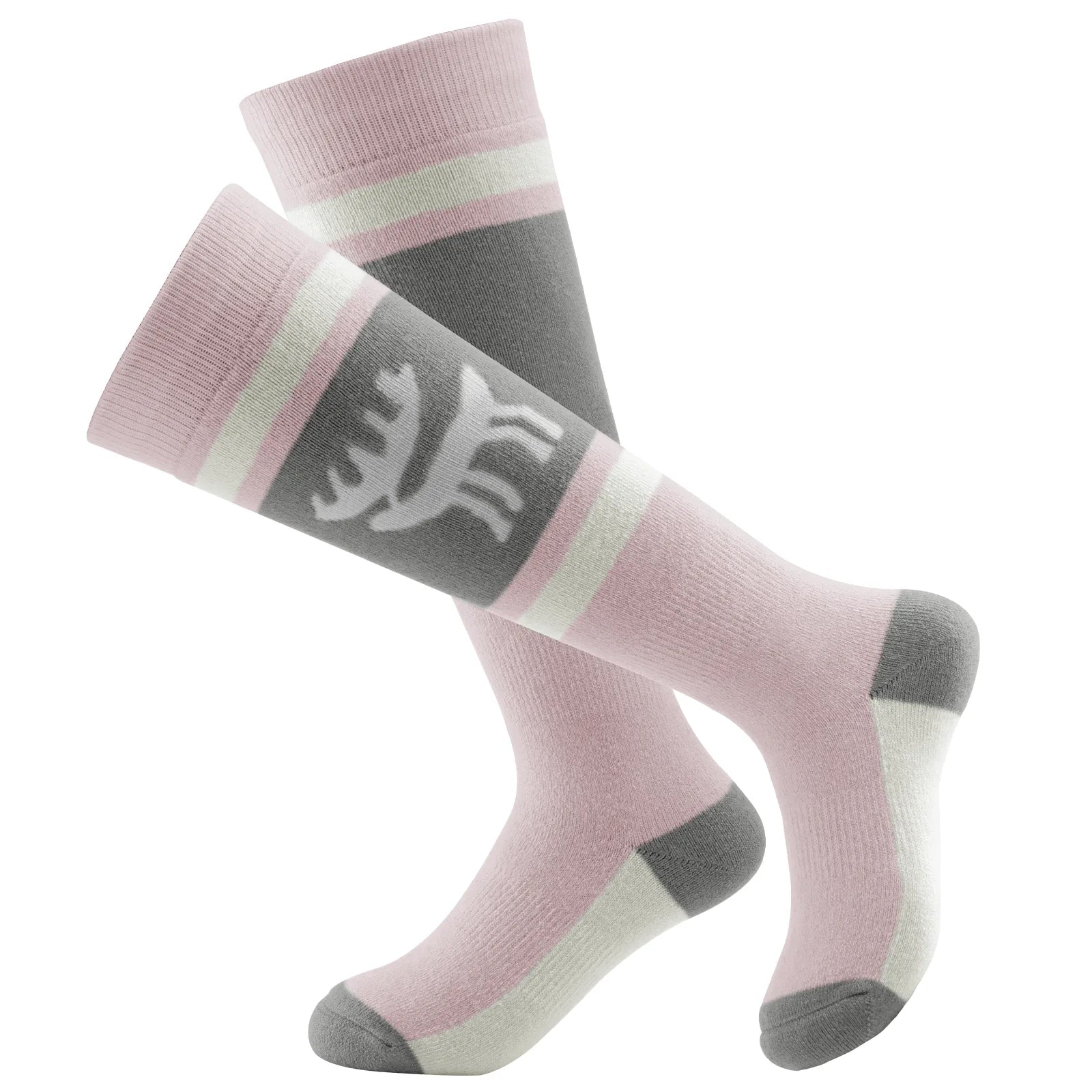 Kids wool blend ski socks by Qunature Global, knee-high thermal snowboarding and skating socks for boys and girls.