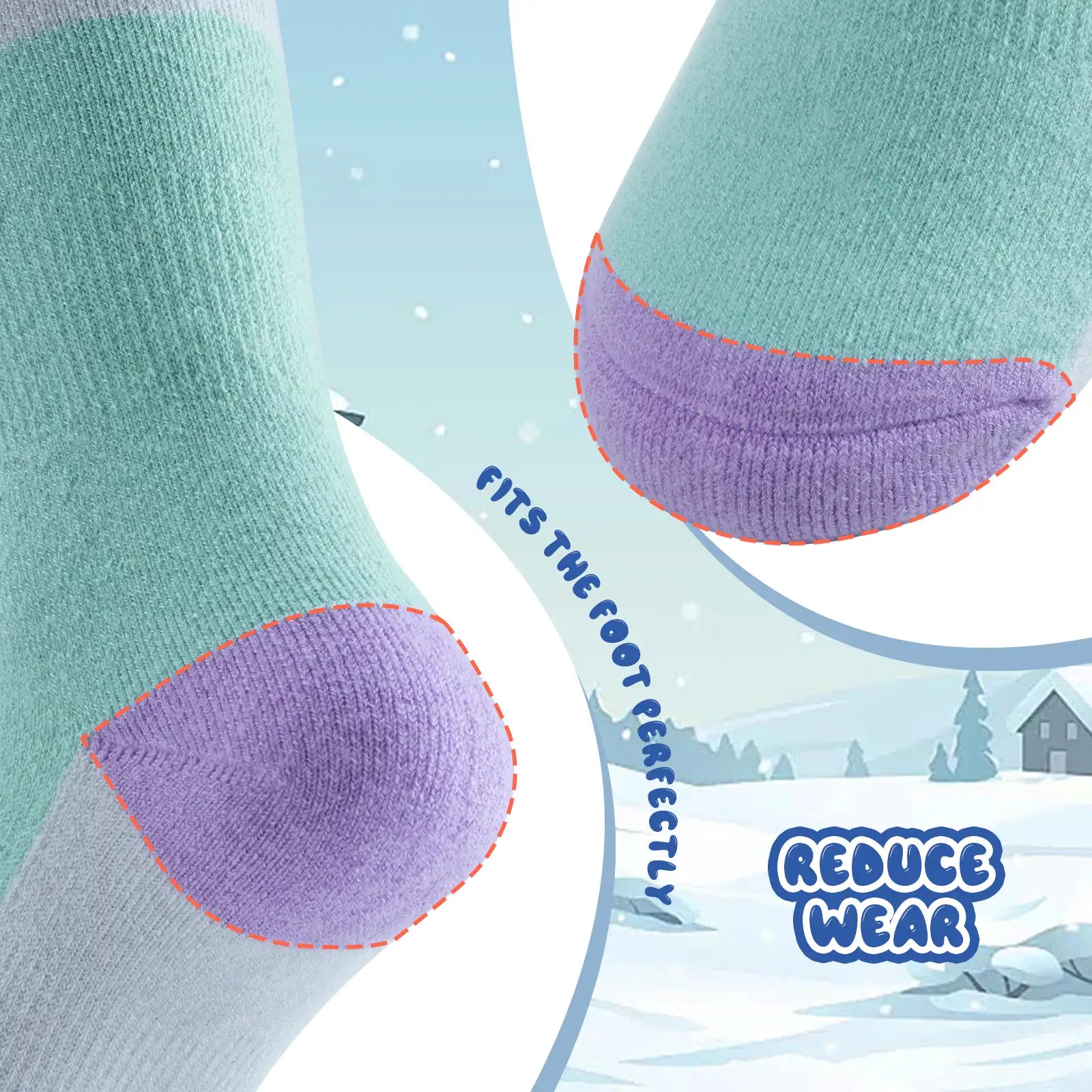 Knee-high wool blend kids' ski socks by Qunature Global, warm thermal snowboarding and skating socks for boys and girls.