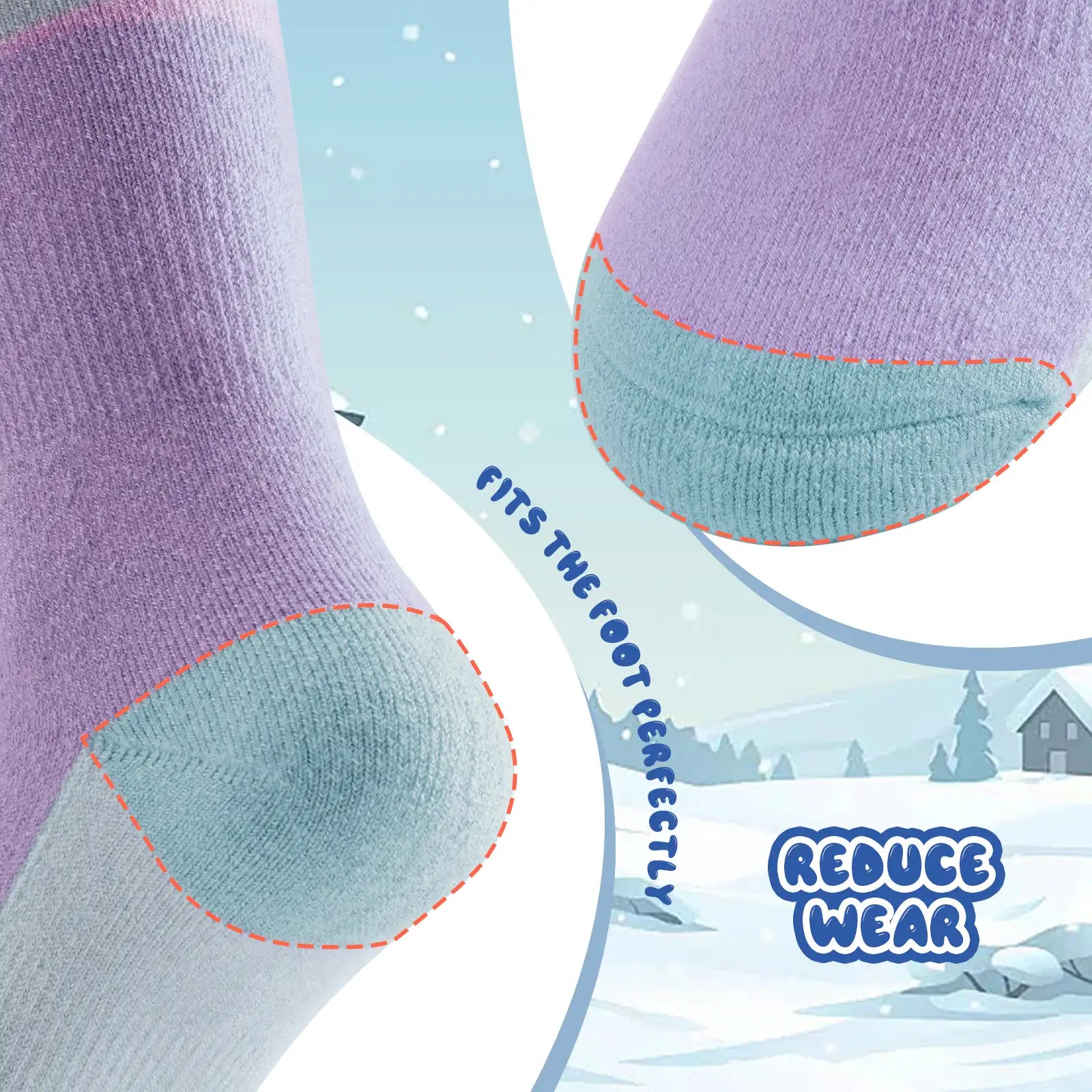 Knee-high wool blend kids ski socks by Qunature Global, warm thermal snowboarding and skating socks for boys and girls.