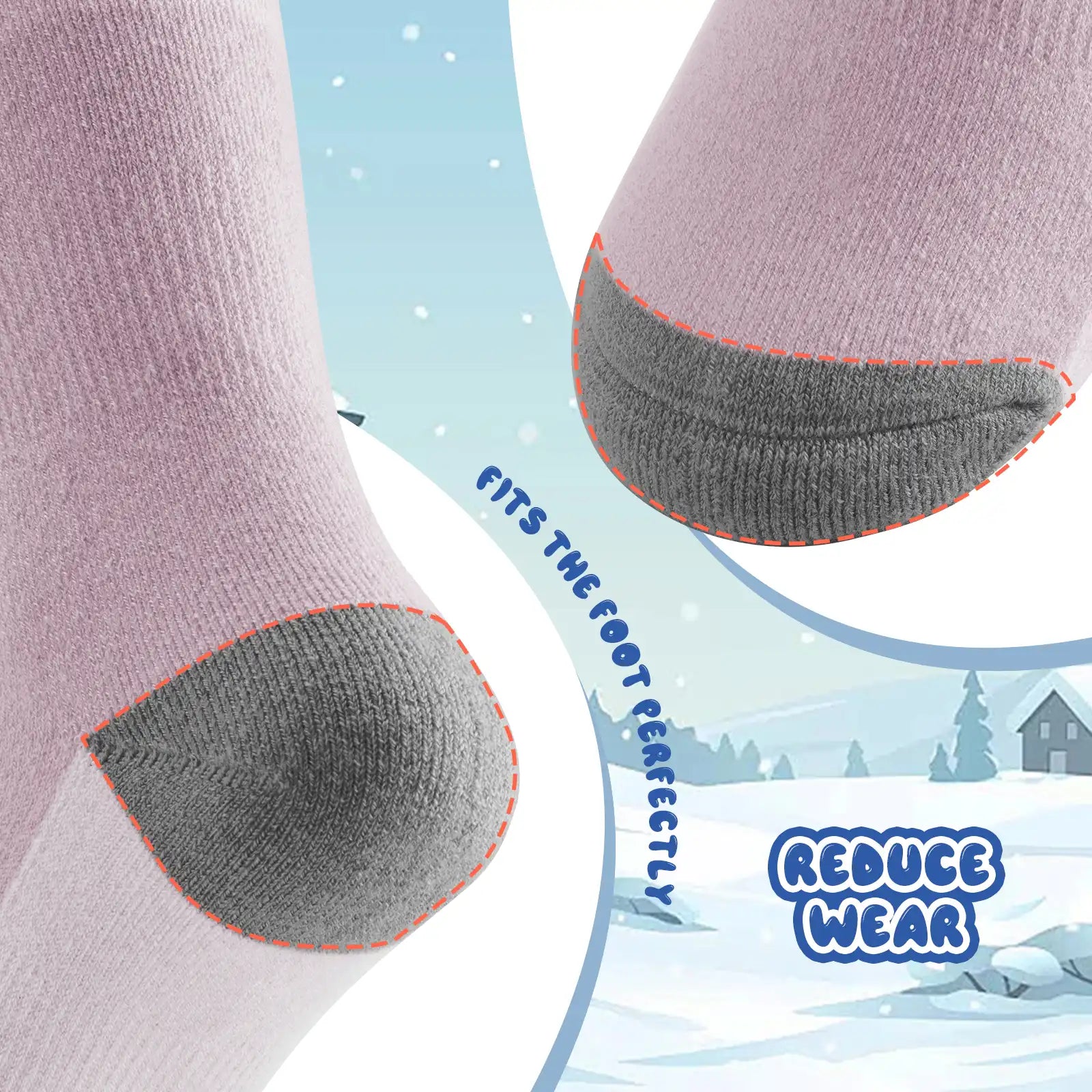 Kids ski socks by Qunature Global, knee-high wool blend thermal snowboarding and skating socks for boys and girls.