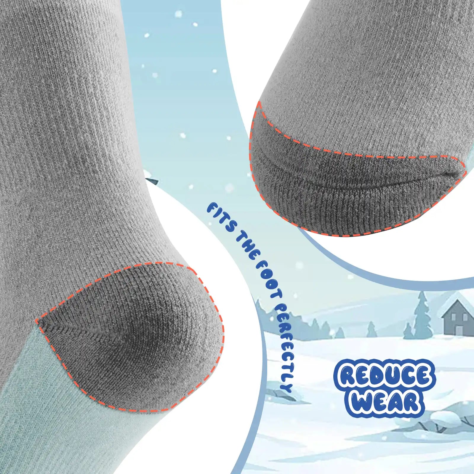 Knee-high wool blend kids ski socks by Qunature Global, warm thermal snowboard and skating socks for boys and girls.