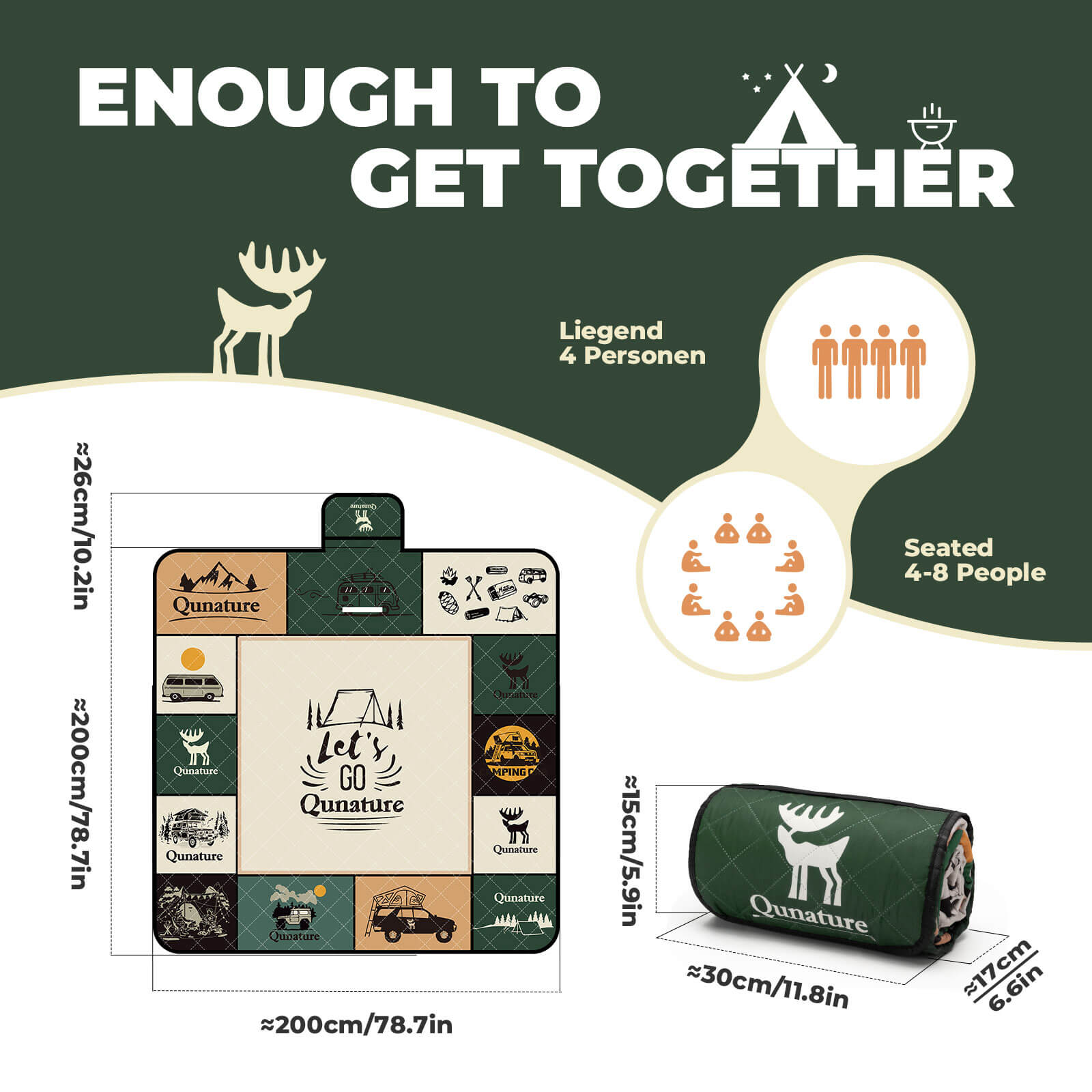 Qunature Picnic Blanket for 6-8 People - OVERLANDERS Outfitter
