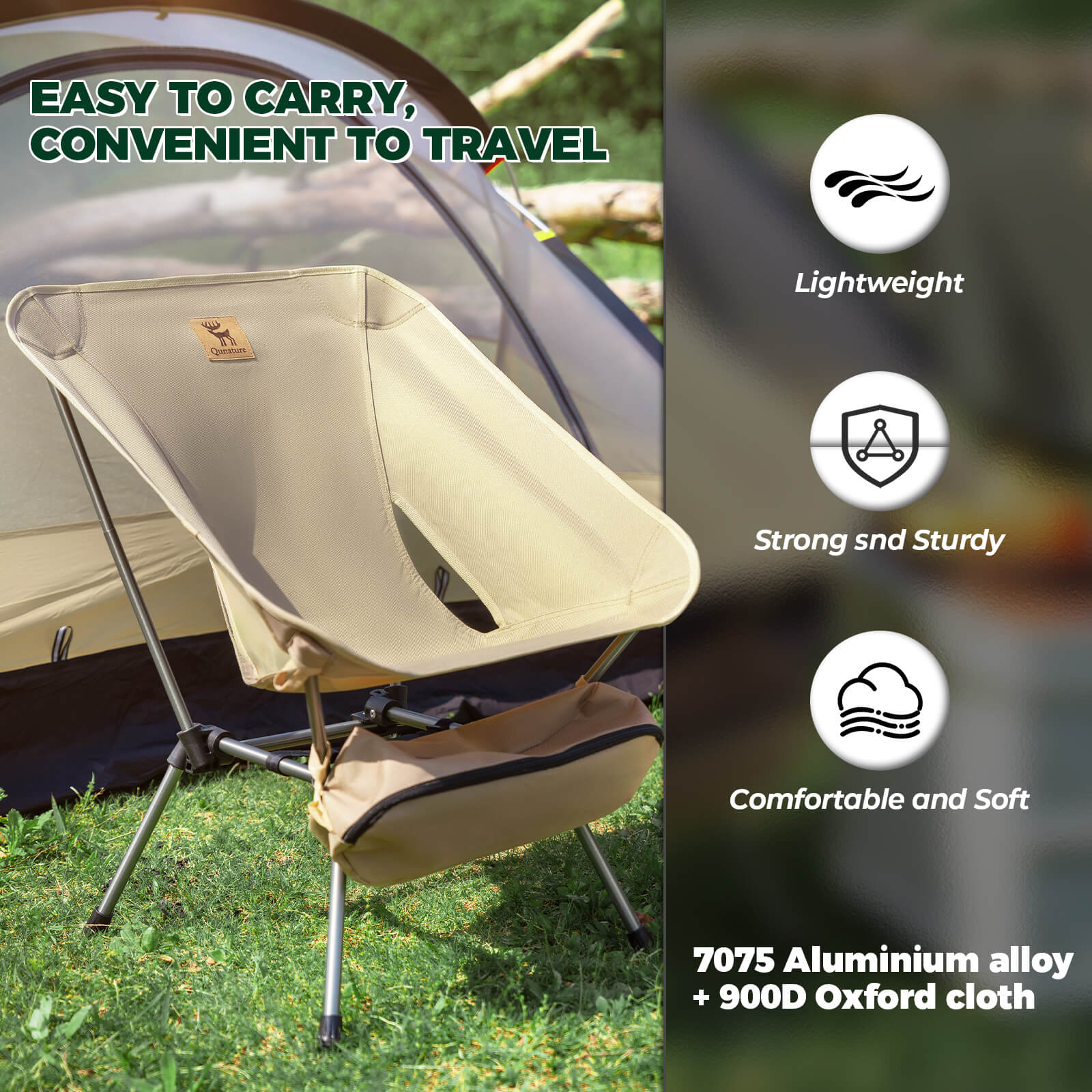 Qunature Lightweight Folding Camp Chair with Storage Bag - OVERLANDERS Outfitter