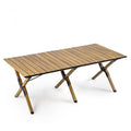 Foldable lightweight aluminum table by Qunature Global, showing a sleek, portable table with a smooth surface and foldable legs.